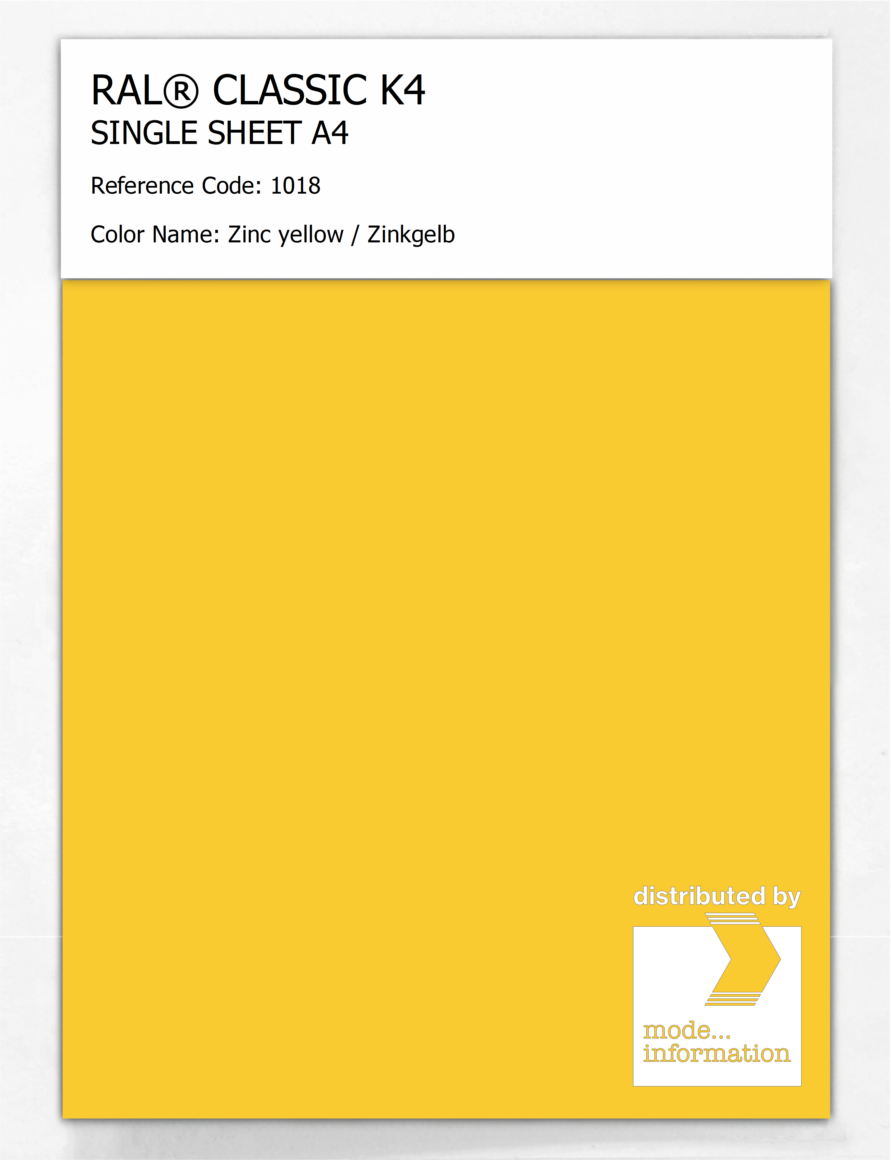 Artikelbild 1 des Artikels “RAL® CLASSIC K4 SHEET SEMI MATT A4 1018 Zinc yellow / Zinkgelb “