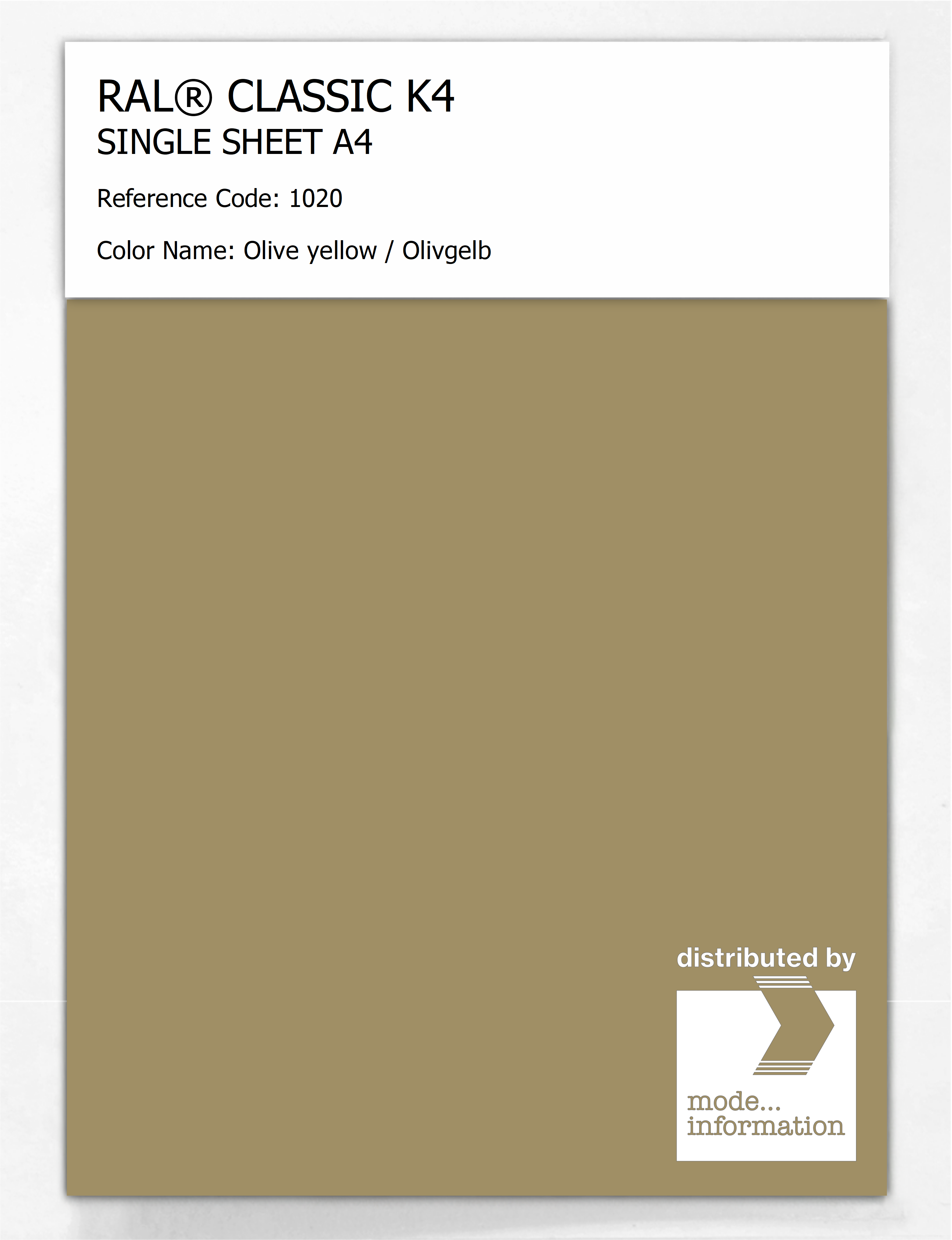 Artikelbild 1 des Artikels “RAL® CLASSIC K4 SHEET SEMI MATT A4 1020 Olive yellow / Olivgelb “
