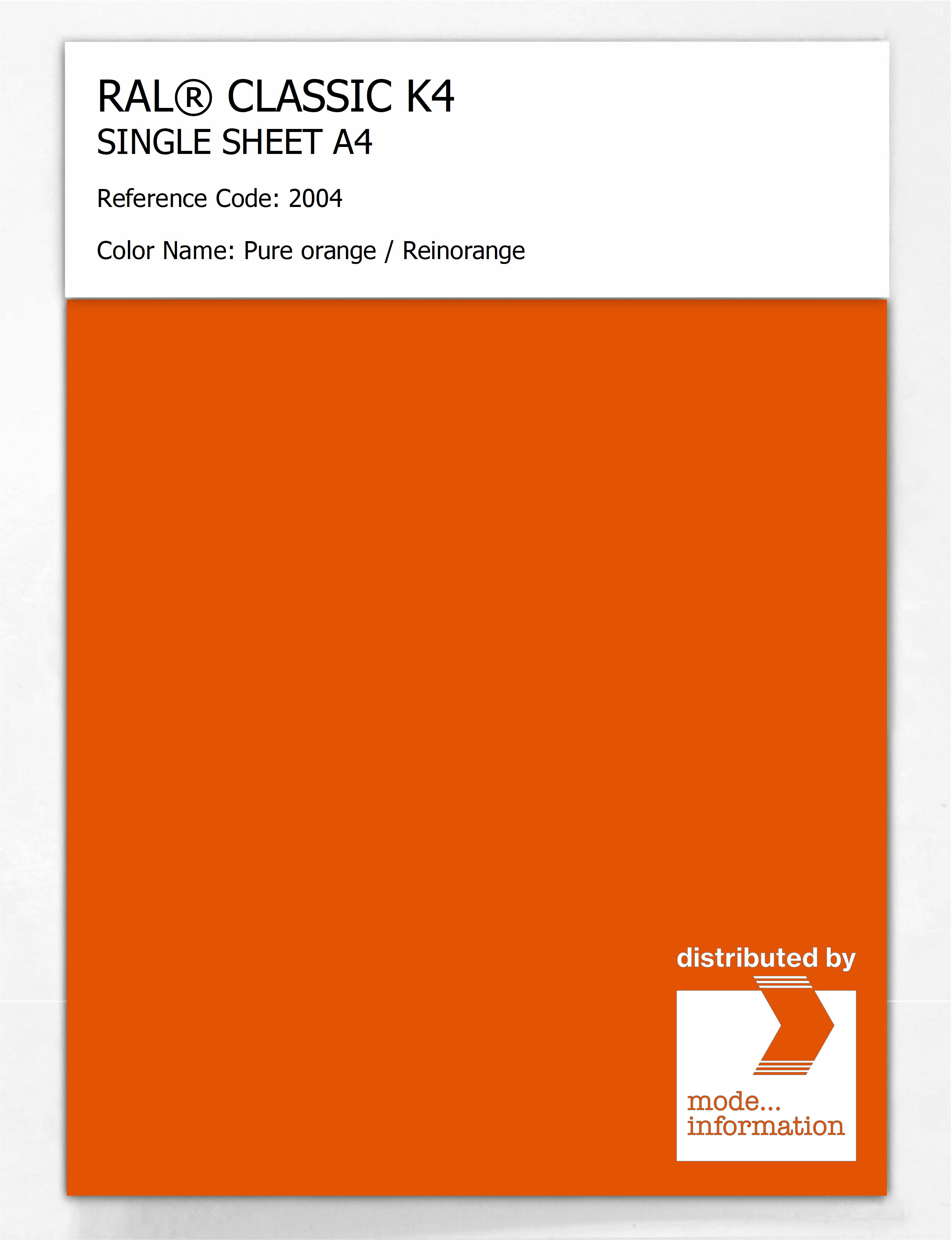 Artikelbild 1 des Artikels “RAL® CLASSIC K4 SHEET SEMI MATT A4 2004 Pure orange / Reinorange “