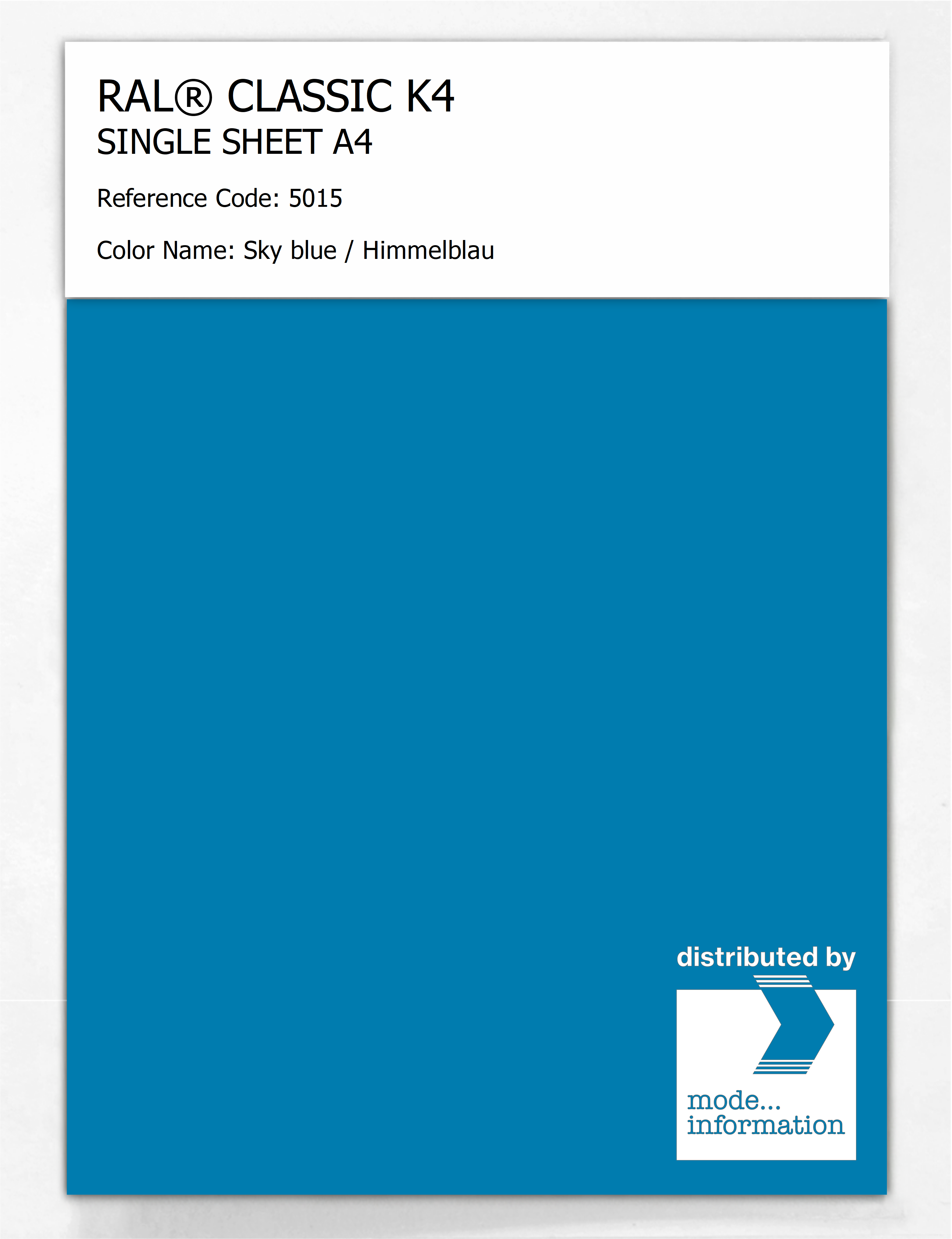 Artikelbild 1 des Artikels “RAL® CLASSIC K4 SHEET SEMI MATT A4 5015 Sky blue / Himmelblau “