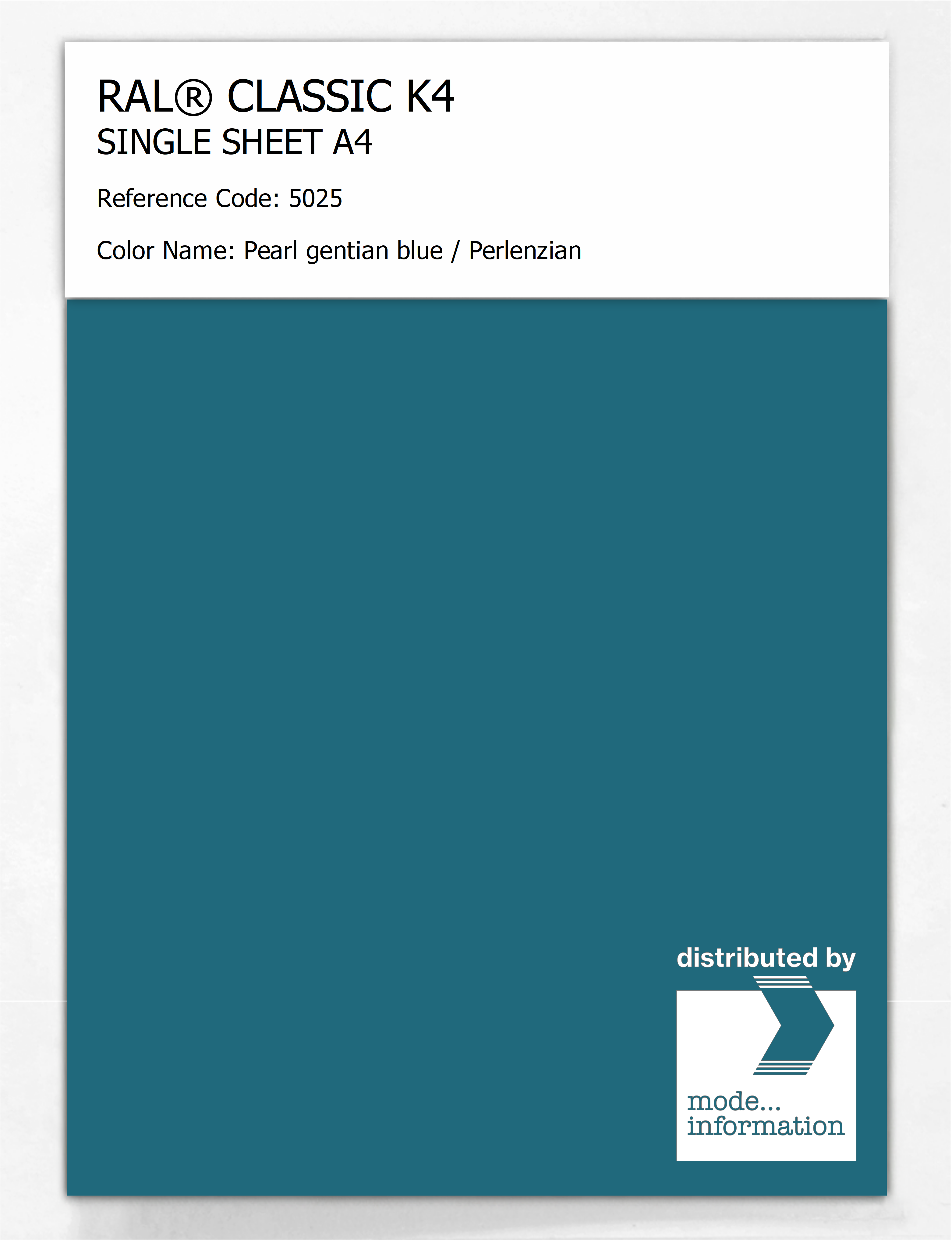 Artikelbild 1 des Artikels “RAL® CLASSIC K4 SHEET SEMI MATT A4 5025 Pearl gentian blue / Perlenzian “