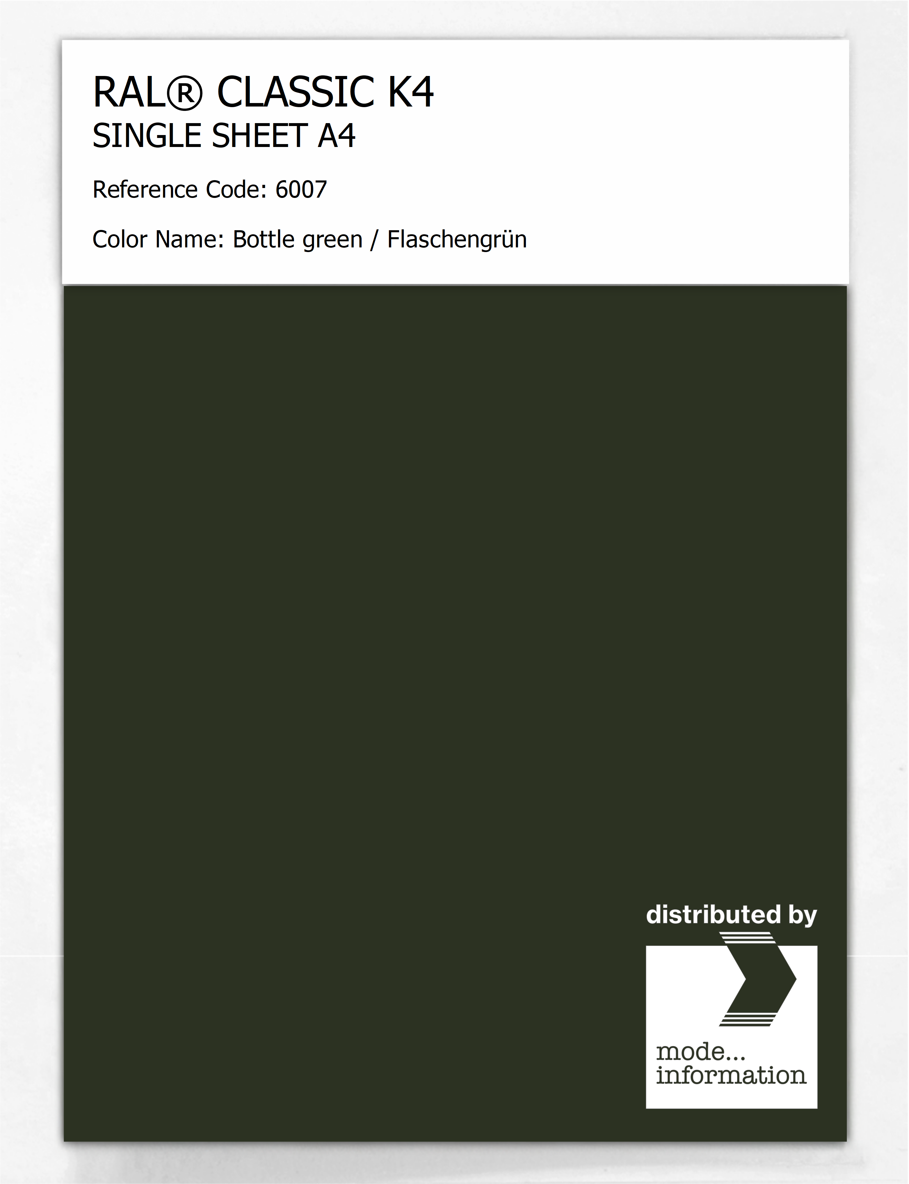 Artikelbild 1 des Artikels “RAL® CLASSIC K4 SHEET SEMI MATT A4 6007 Bottle green / Flaschengrün “