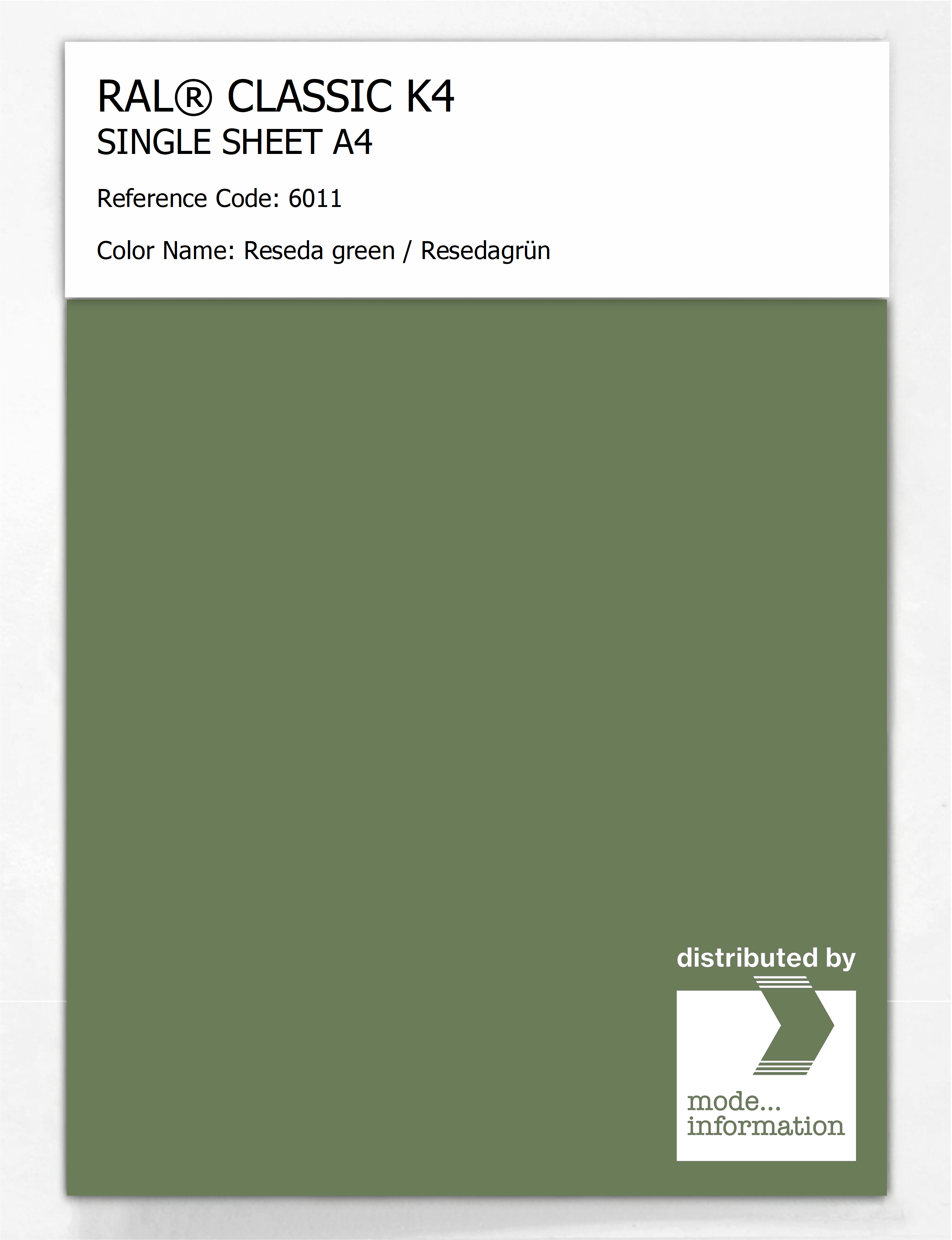 Artikelbild 1 des Artikels “RAL® CLASSIC K4 SHEET SEMI MATT A4 6011 Reseda green / Resedagrün “