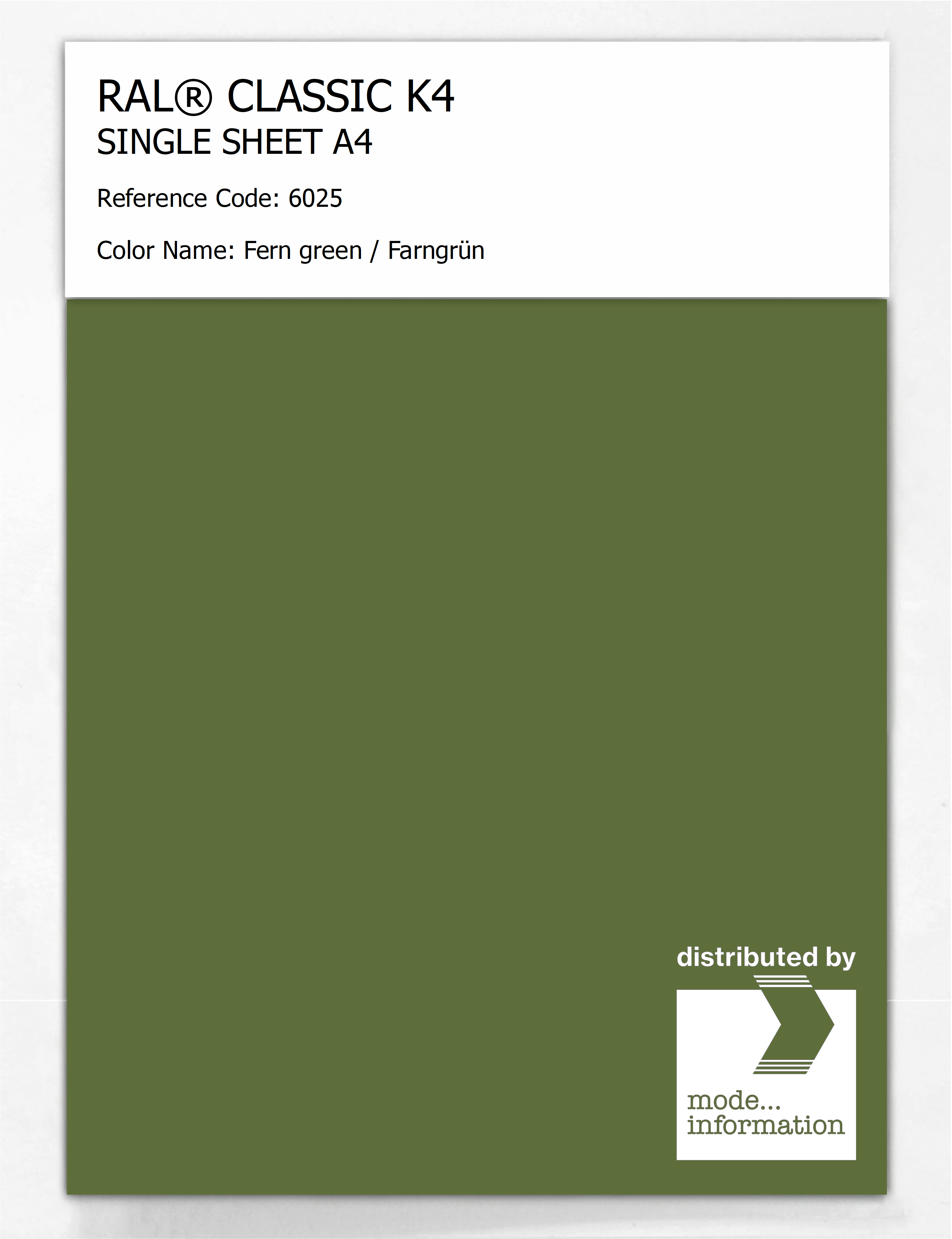 Artikelbild 1 des Artikels “RAL® CLASSIC K4 SHEET SEMI MATT A4 6025 Fern green / Farngrün “