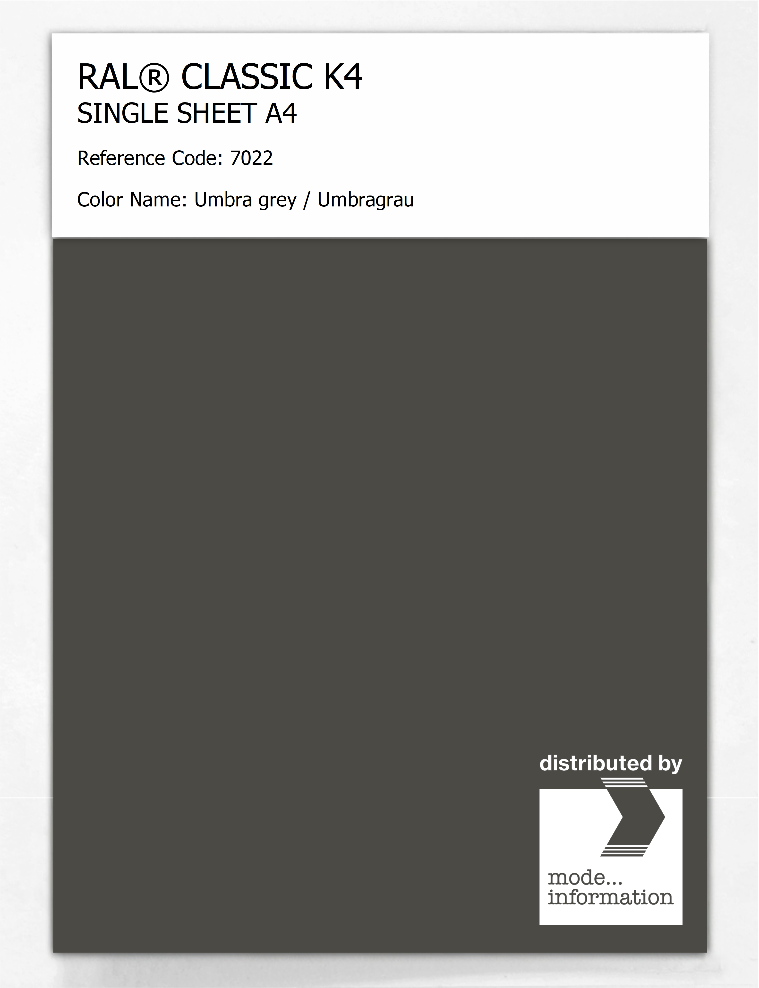 Artikelbild 1 des Artikels “RAL® CLASSIC K4 SHEET SEMI MATT A4 7022 Umbra grey / Umbragrau “