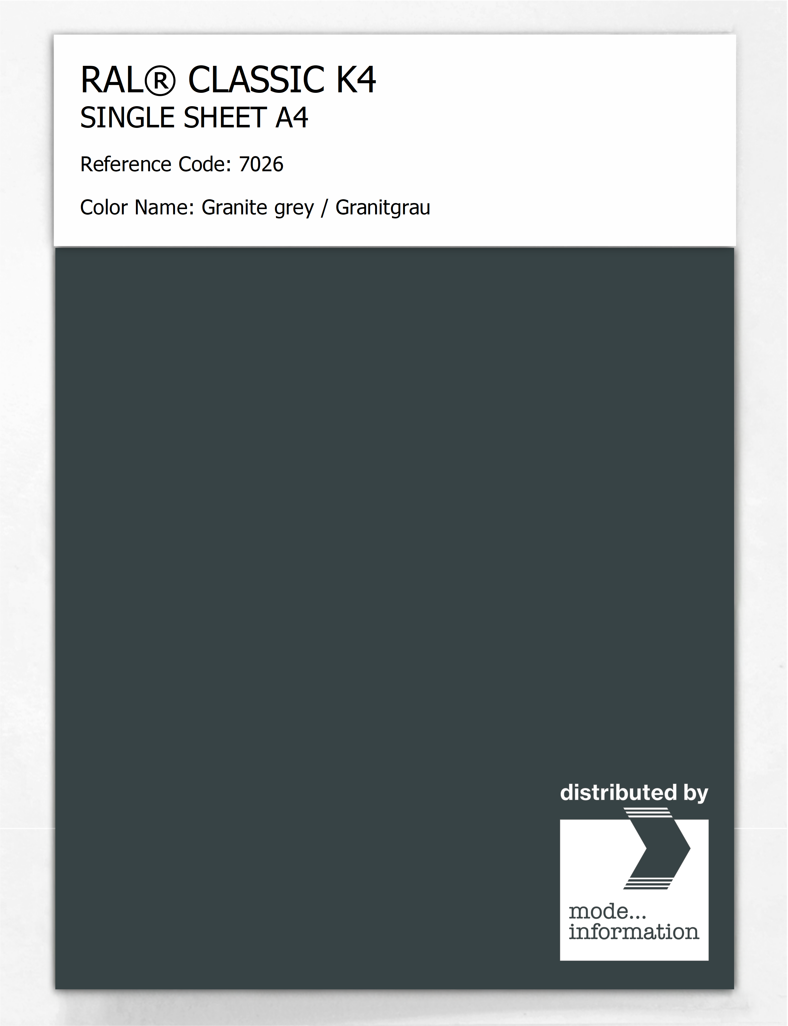 Artikelbild 1 des Artikels “RAL® CLASSIC K4 SHEET SEMI MATT A4 7026 Granite grey / Granitgrau “