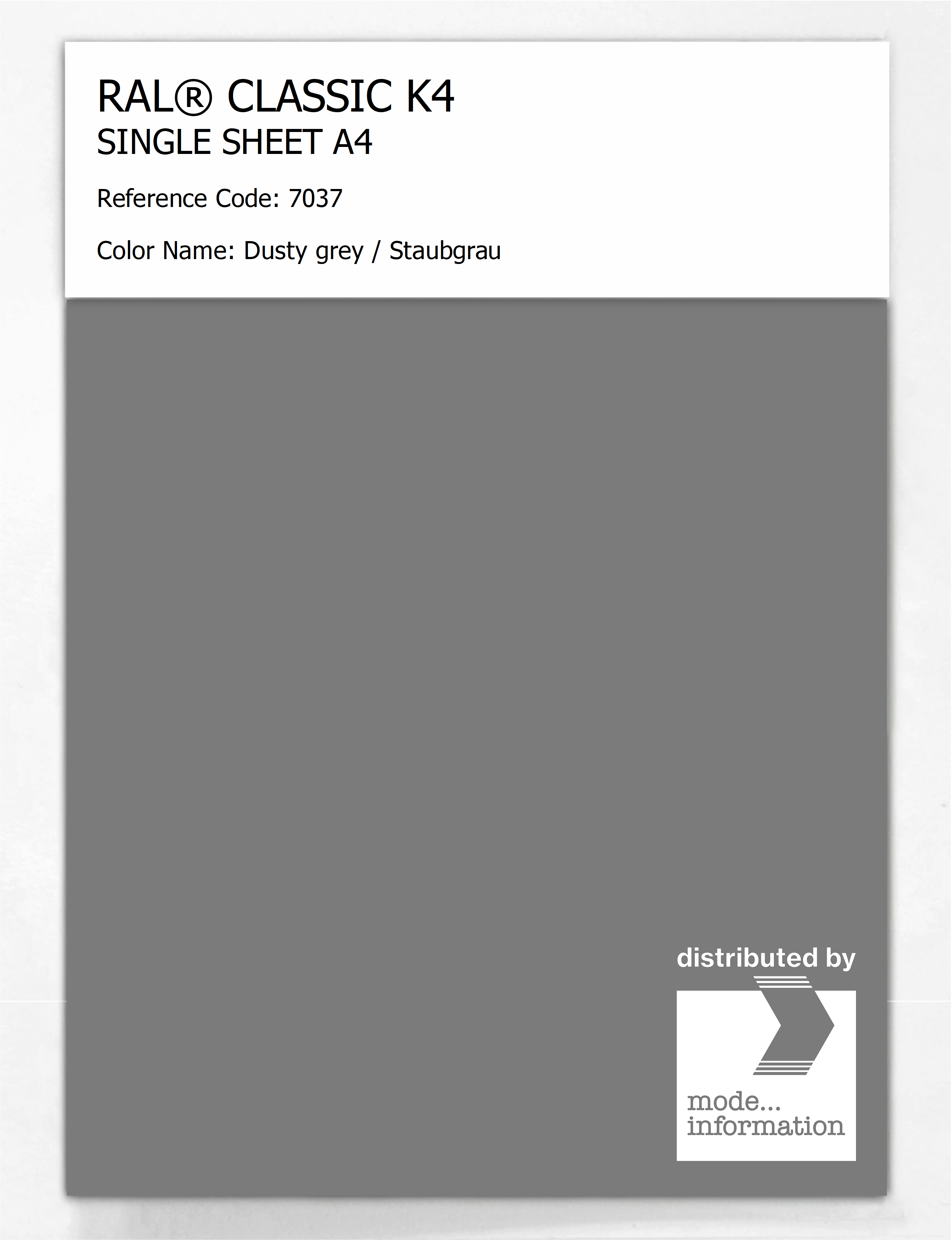Artikelbild 1 des Artikels “RAL® CLASSIC K4 SHEET SEMI MATT A4 7037 Dusty grey / Staubgrau “