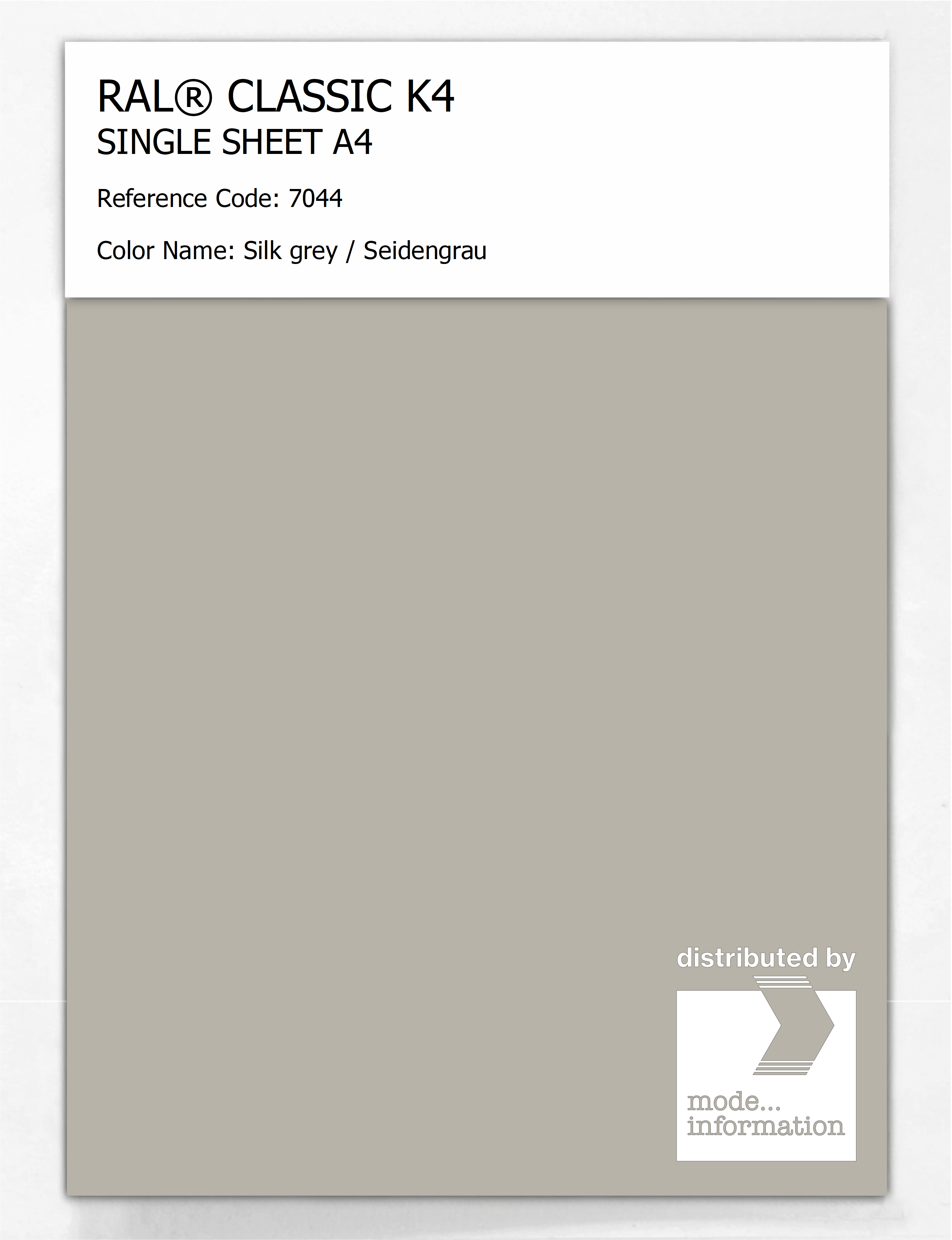 Artikelbild 1 des Artikels “RAL® CLASSIC K4 SHEET SEMI MATT A4 7044 Silk grey / Seidengrau “