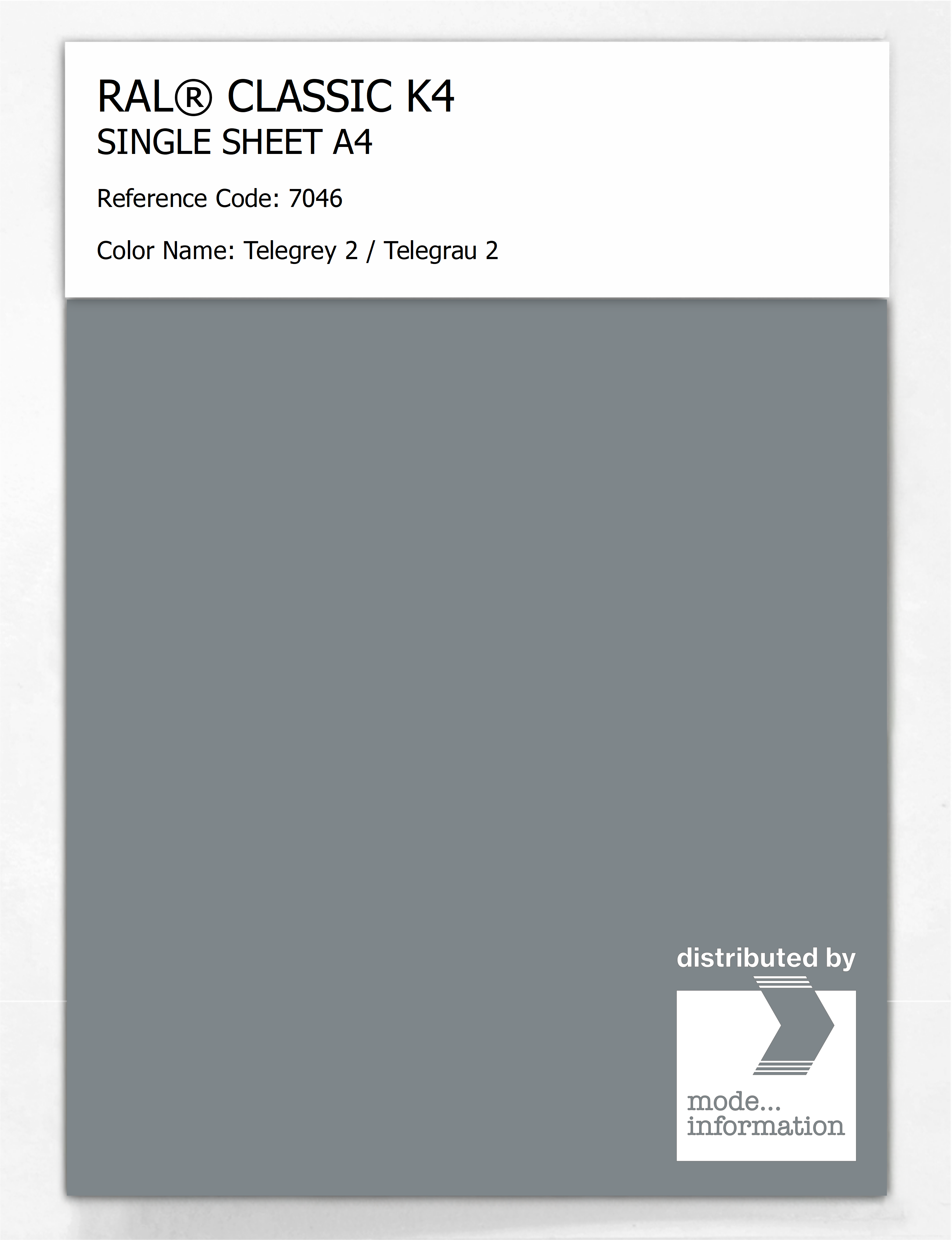 Artikelbild 1 des Artikels “RAL® CLASSIC K4 SHEET SEMI MATT A4 7046 Telegrey 2 / Telegrau 2 “