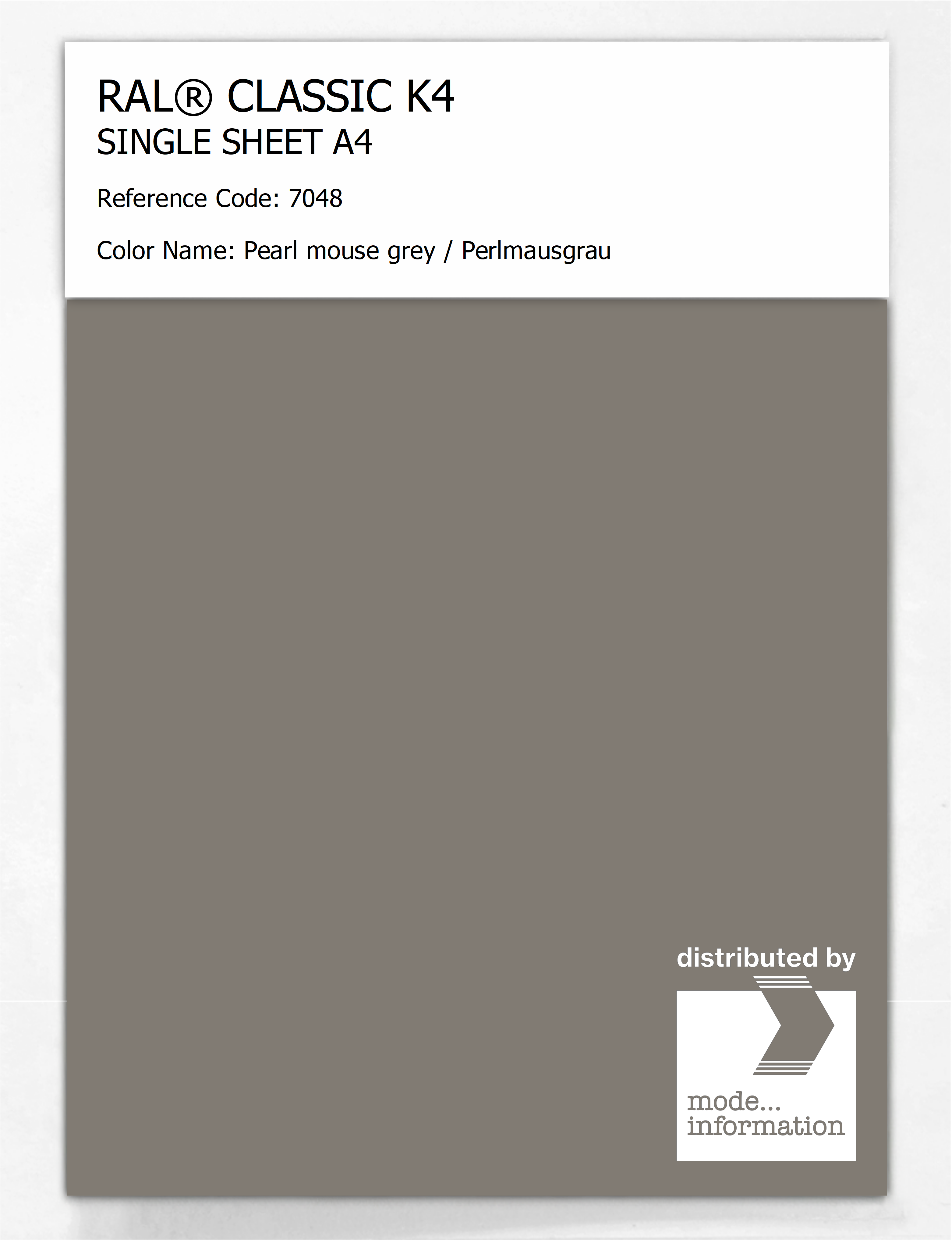 Artikelbild 1 des Artikels “RAL® CLASSIC K4 SHEET SEMI MATT A4 7048 Pearl mouse grey / Perlmausgrau “