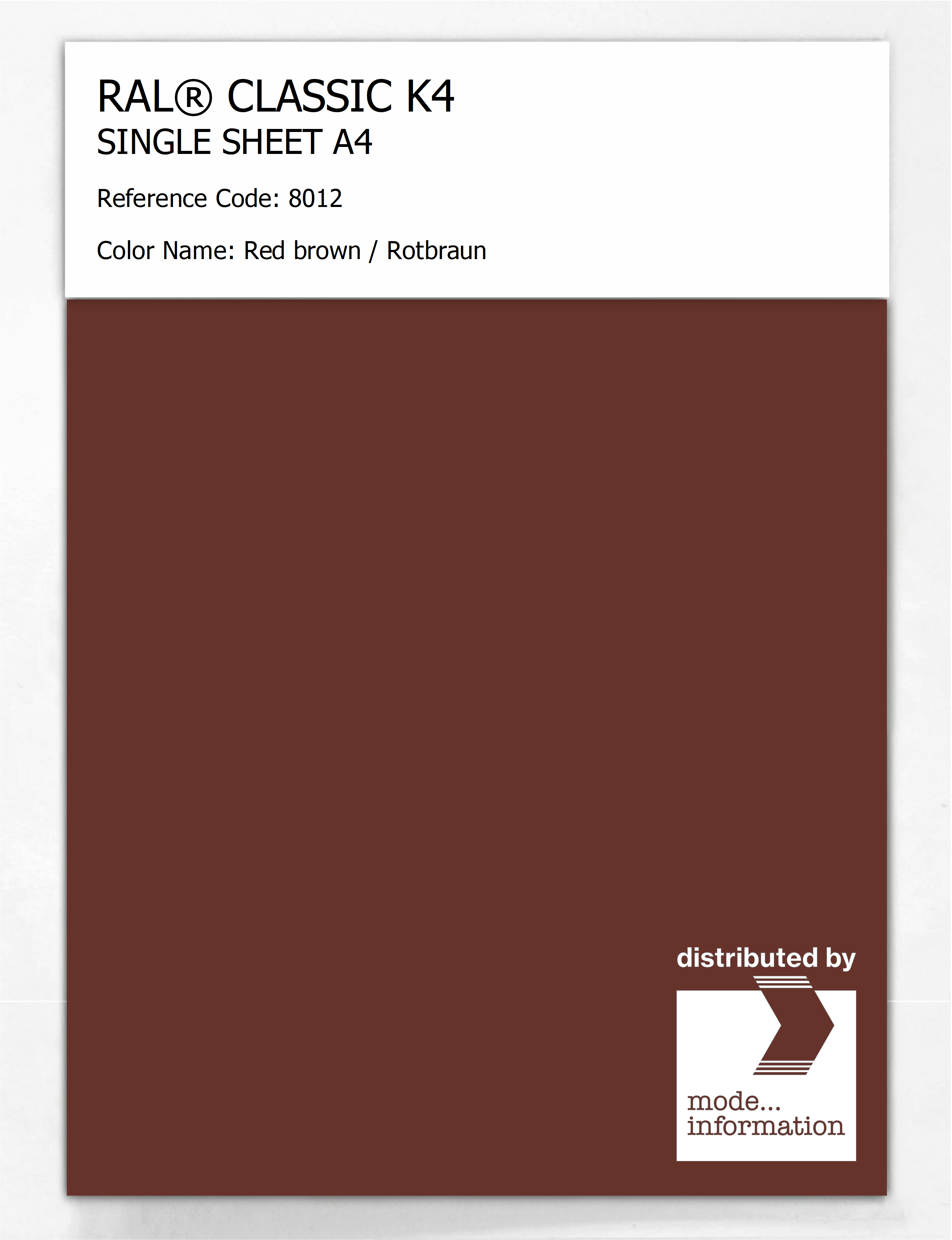 Artikelbild 1 des Artikels “RAL® CLASSIC K4 SHEET SEMI MATT A4 8012 Red brown / Rotbraun “