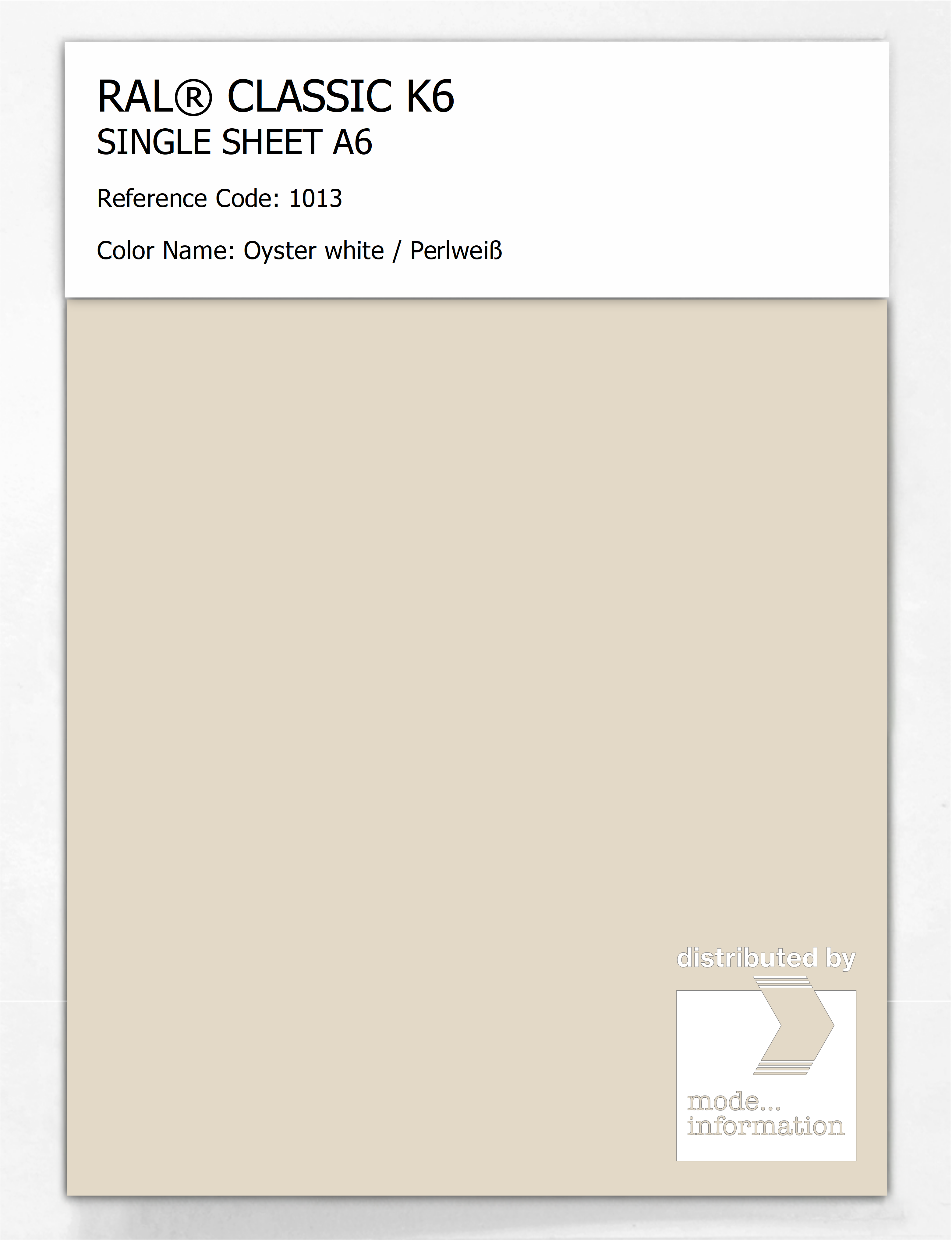 Artikelbild 1 des Artikels “RAL® CLASSIC K6 SHEET SEMI MATT A6 1013 Oyster white / Perlweiß “
