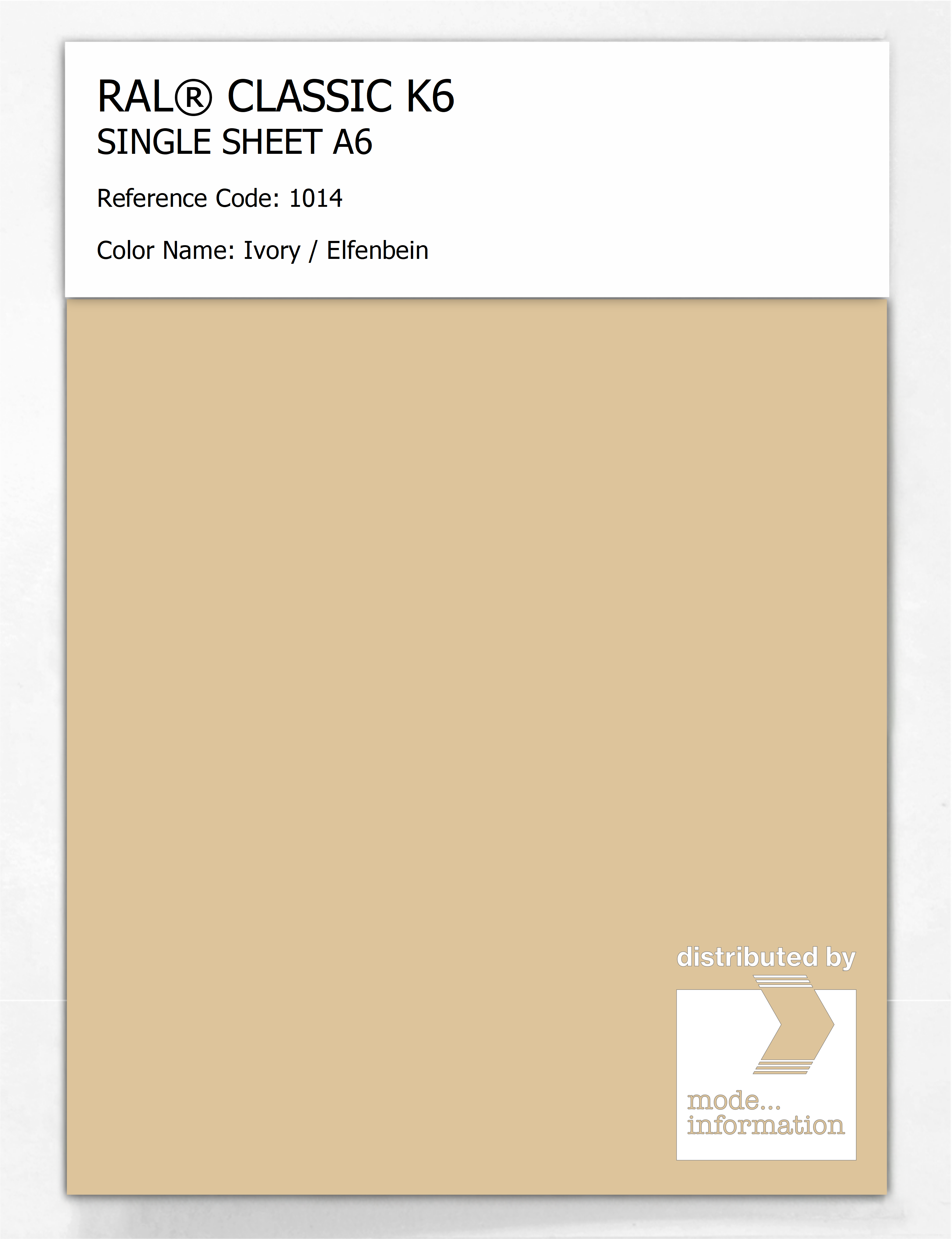 Artikelbild 1 des Artikels “RAL® CLASSIC K6 SHEET SEMI MATT A6 1014 Ivory / Elfenbein “