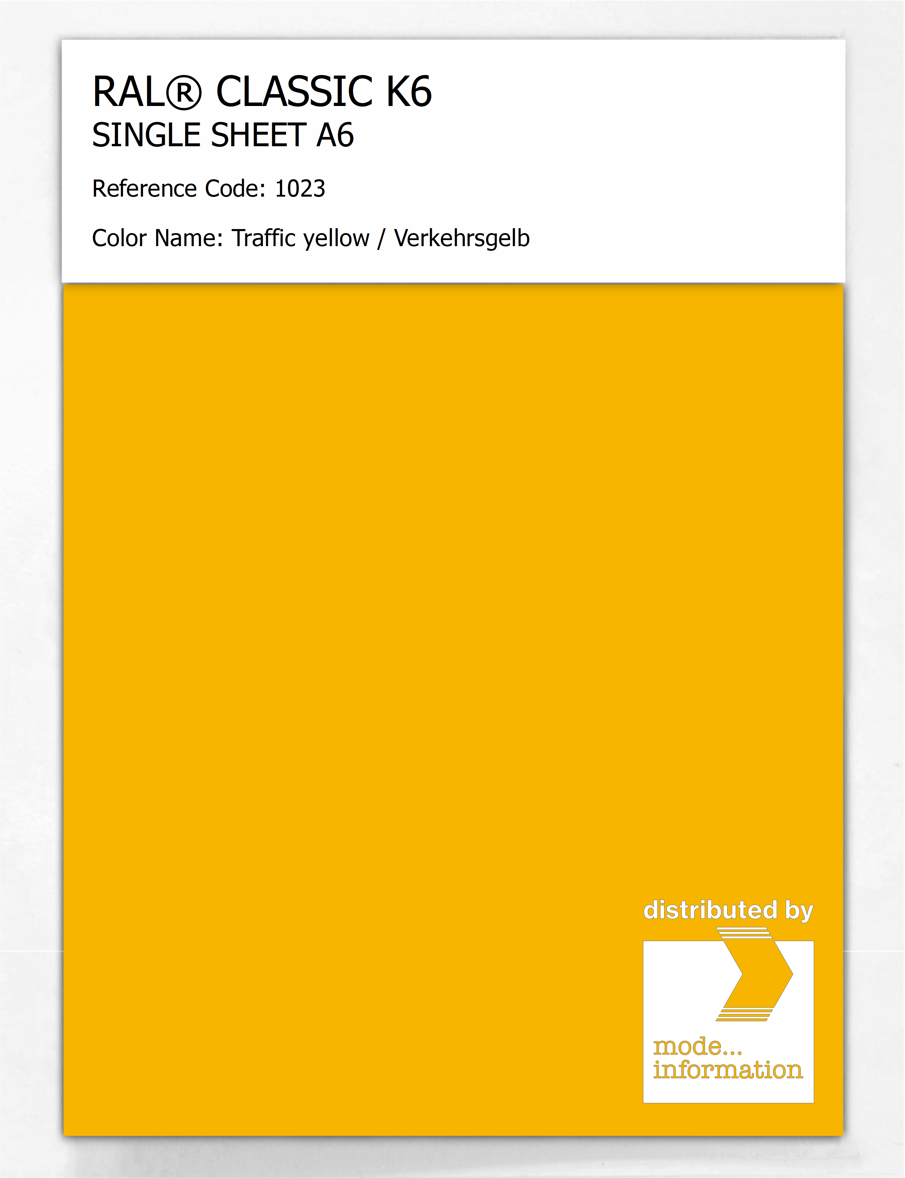Artikelbild 1 des Artikels “RAL® CLASSIC K6 SHEET SEMI MATT A6 1023 Traffic yellow / Verkehrsgelb “