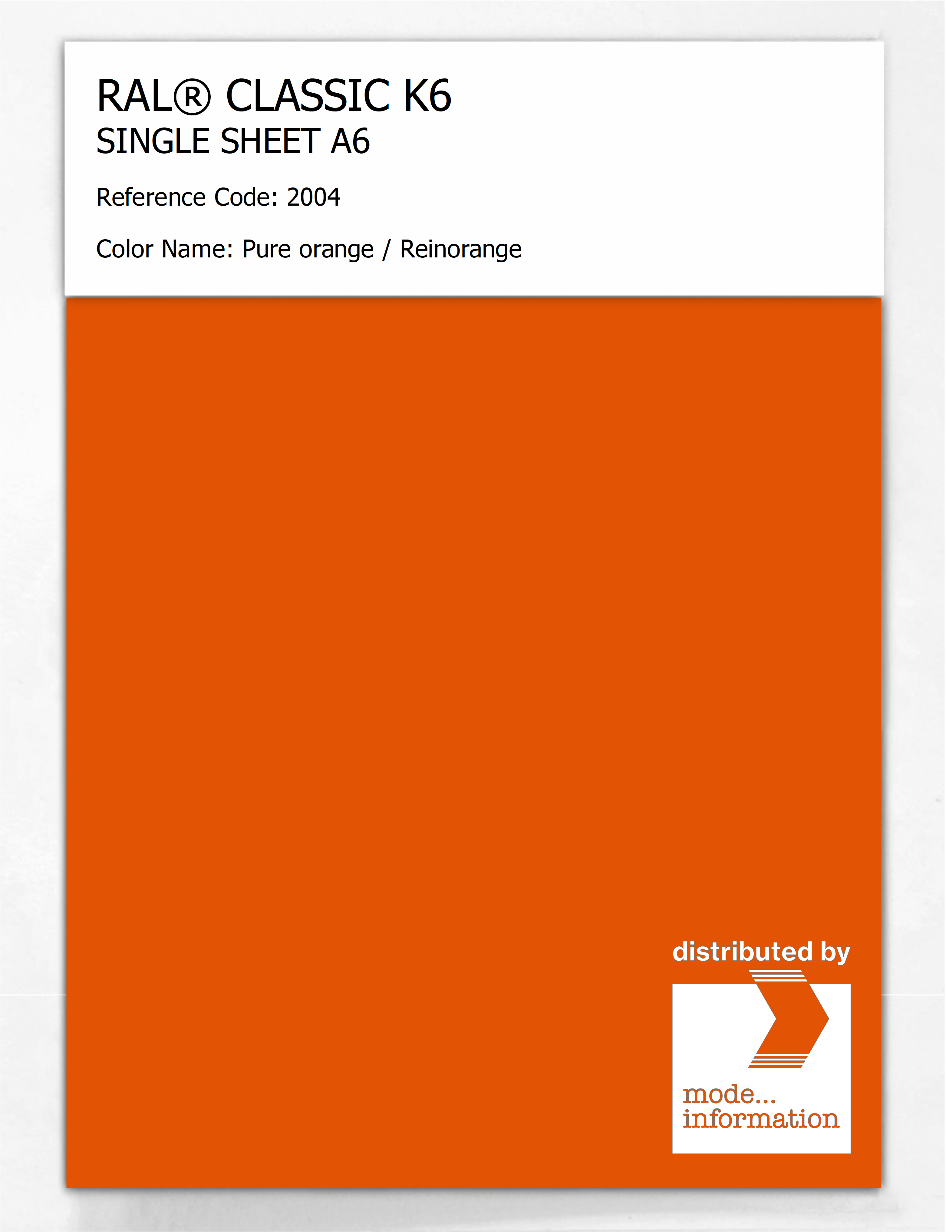 Artikelbild 1 des Artikels “RAL® CLASSIC K6 SHEET SEMI MATT A6 2004 Pure orange / Reinorange “