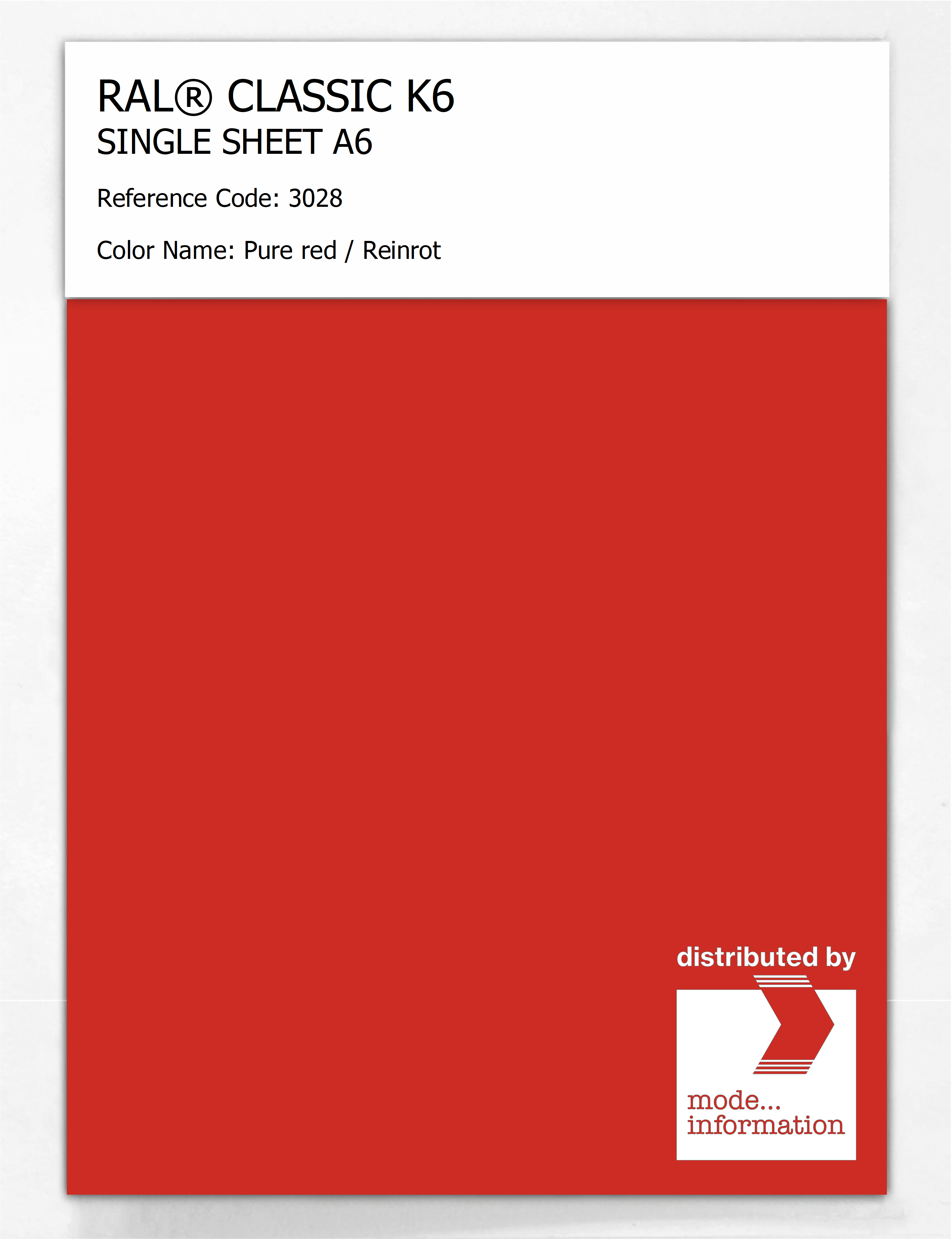 Artikelbild 1 des Artikels “RAL® CLASSIC K6 SHEET SEMI MATT A6 3028 Pure red / Reinrot “