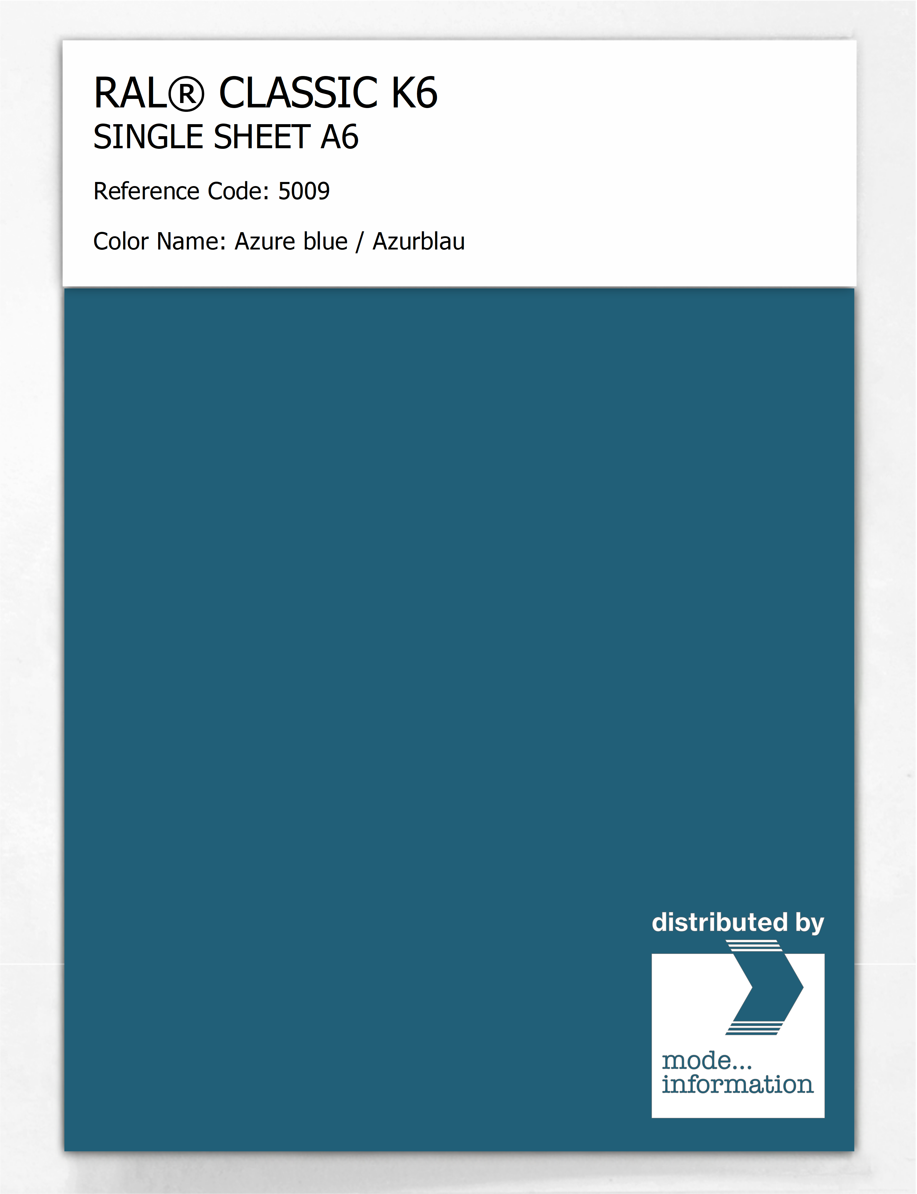 Artikelbild 1 des Artikels “RAL® CLASSIC K6 SHEET SEMI MATT A6 5009 Azure blue / Azurblau “