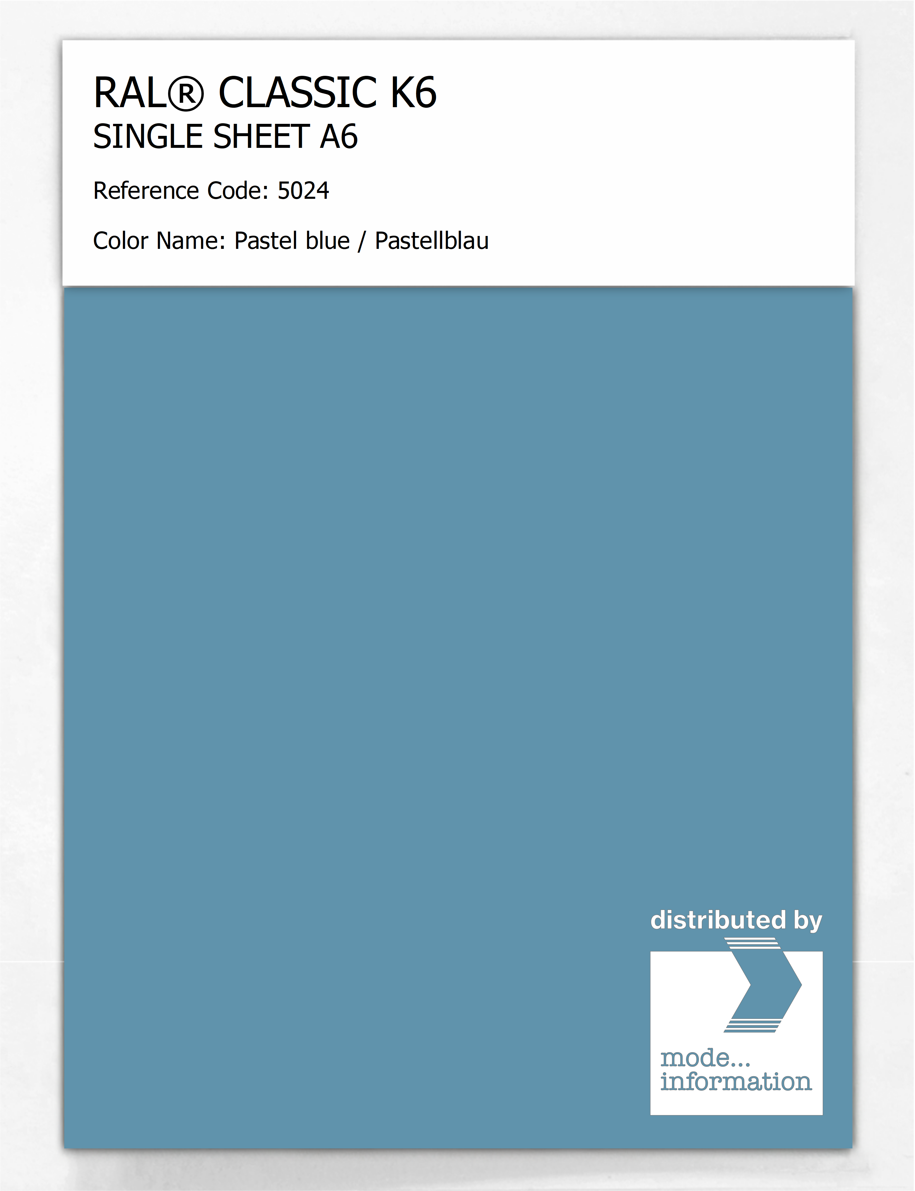Artikelbild 1 des Artikels “RAL® CLASSIC K6 SHEET SEMI MATT A6 5024 Pastel blue / Pastellblau “