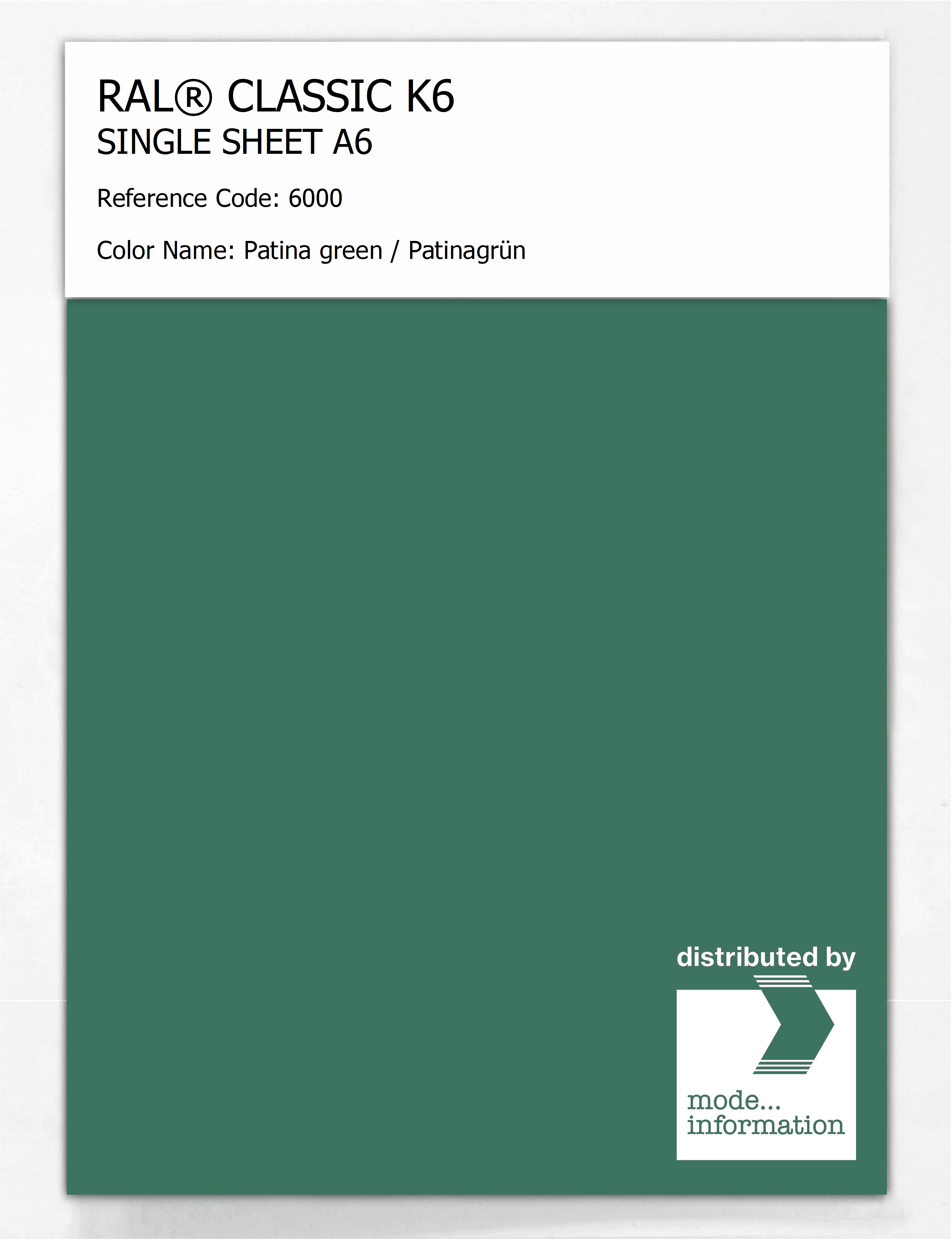 Artikelbild 1 des Artikels “RAL® CLASSIC K6 SHEET SEMI MATT A6 6000 Patina green / Patinagrün “
