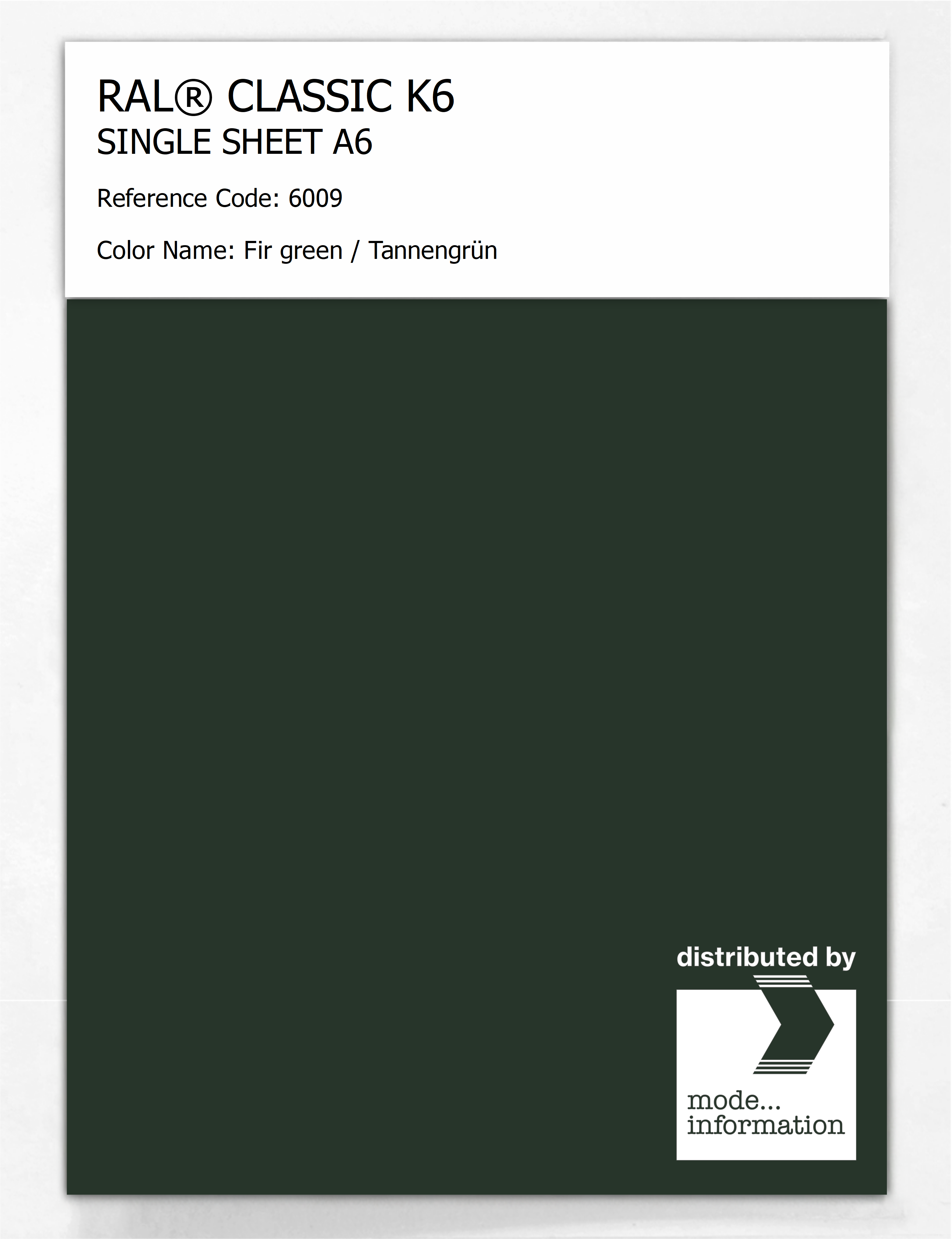 Artikelbild 1 des Artikels “RAL® CLASSIC K6 SHEET SEMI MATT A6 6009 Fir green / Tannengrün “