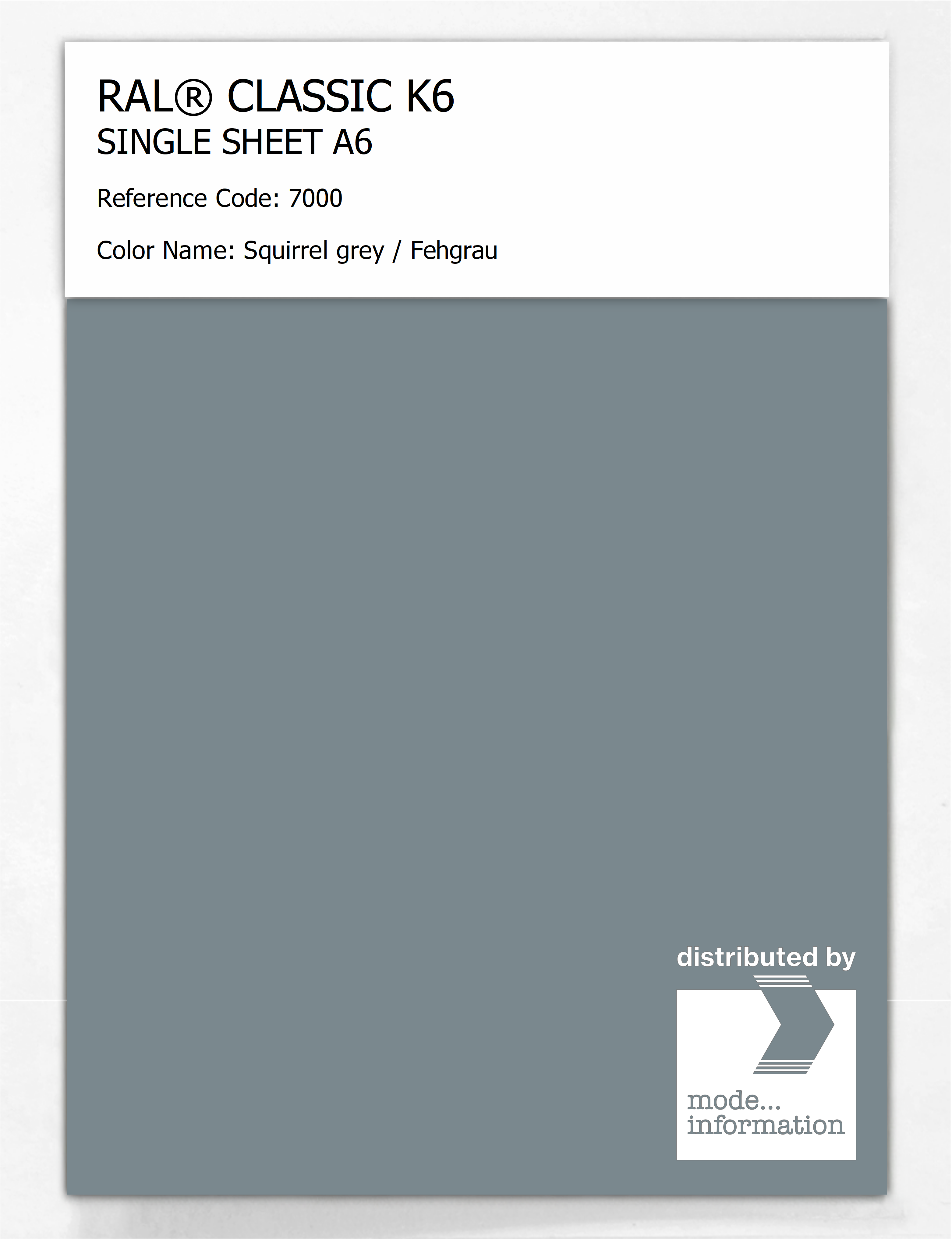 Artikelbild 1 des Artikels “RAL® CLASSIC K6 SHEET SEMI MATT A6 7000 Squirrel grey / Fehgrau “