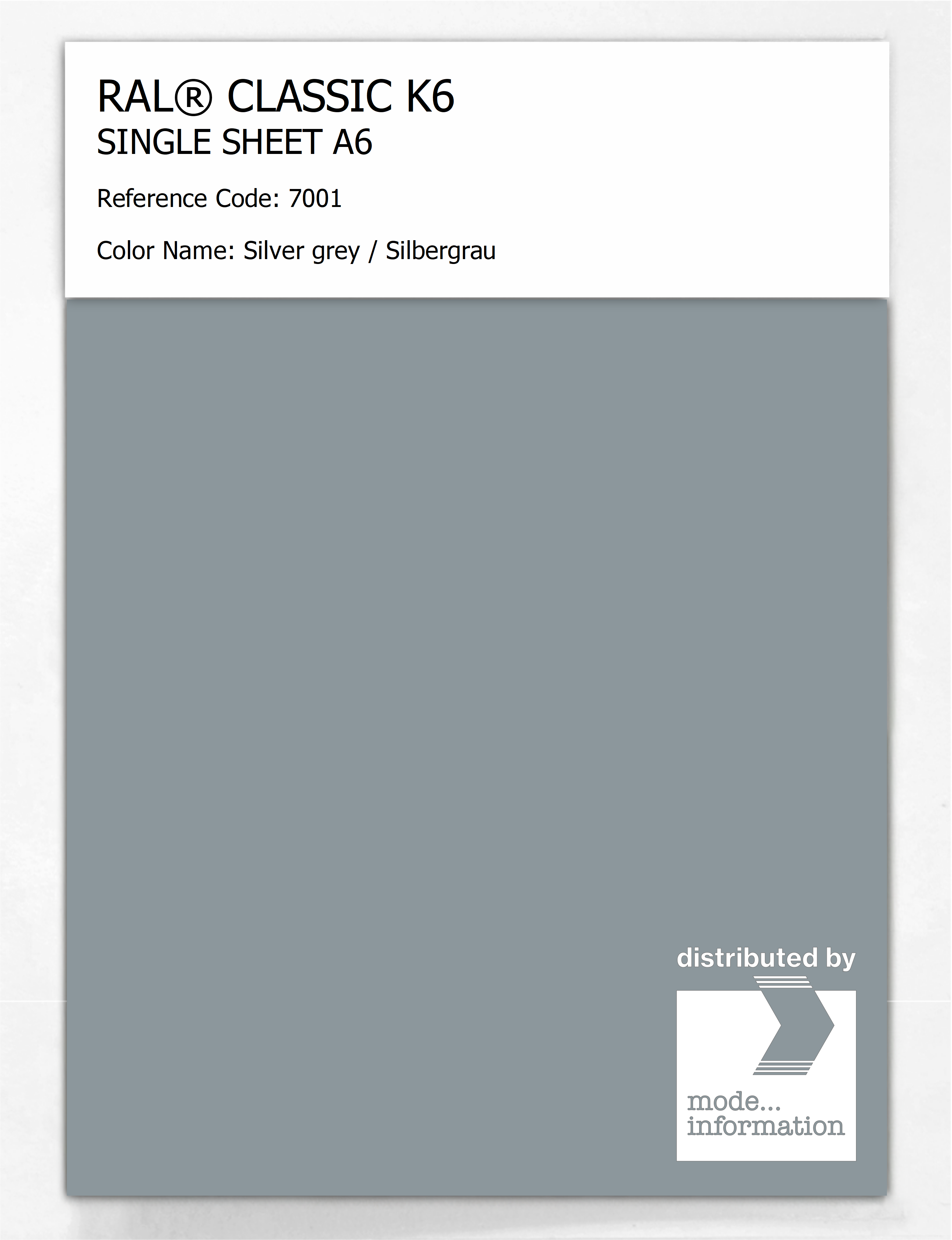 Artikelbild 1 des Artikels “RAL® CLASSIC K6 SHEET SEMI MATT A6 7001 Silver grey / Silbergrau “