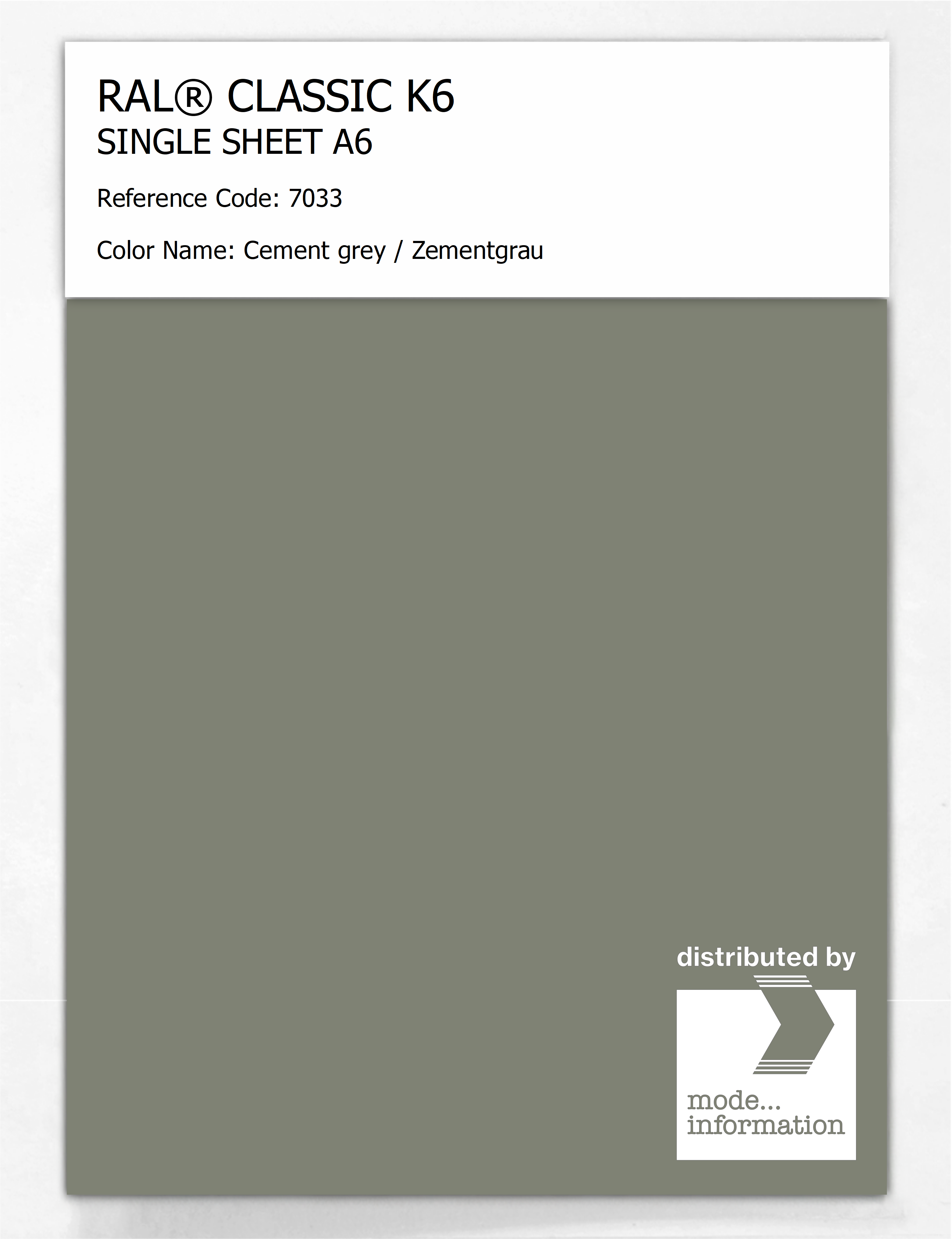 Artikelbild 1 des Artikels “RAL® CLASSIC K6 SHEET SEMI MATT A6 7033 Cement grey / Zementgrau “