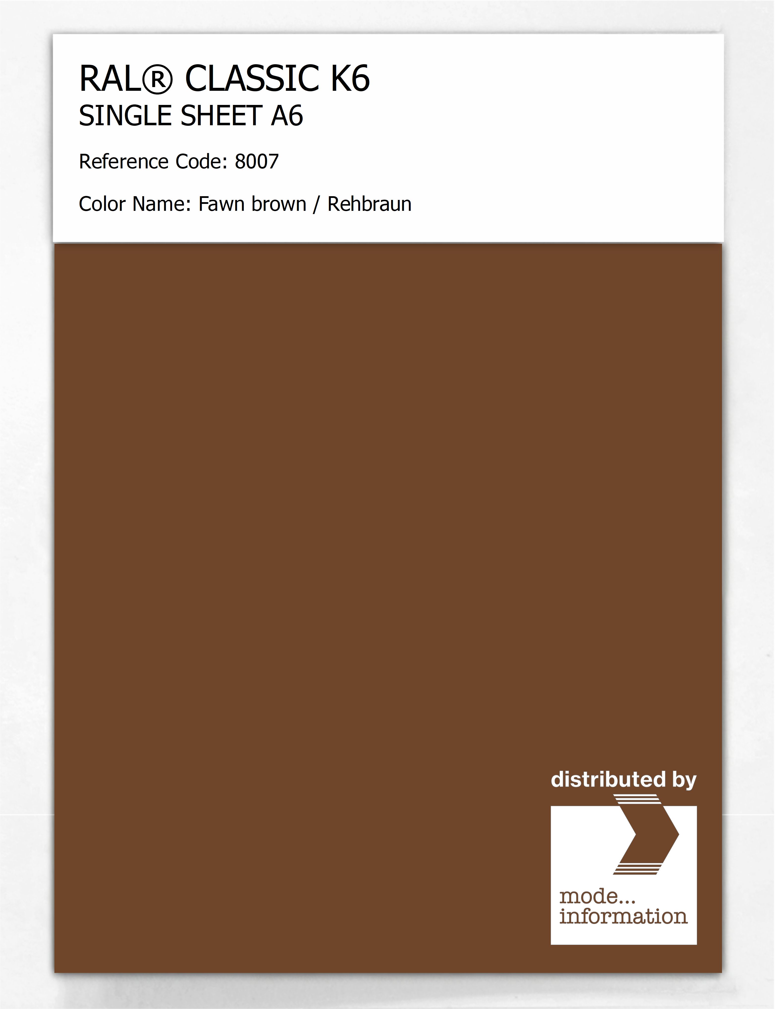 Artikelbild 1 des Artikels “RAL® CLASSIC K6 SHEET SEMI MATT A6 8007 Fawn brown / Rehbraun “