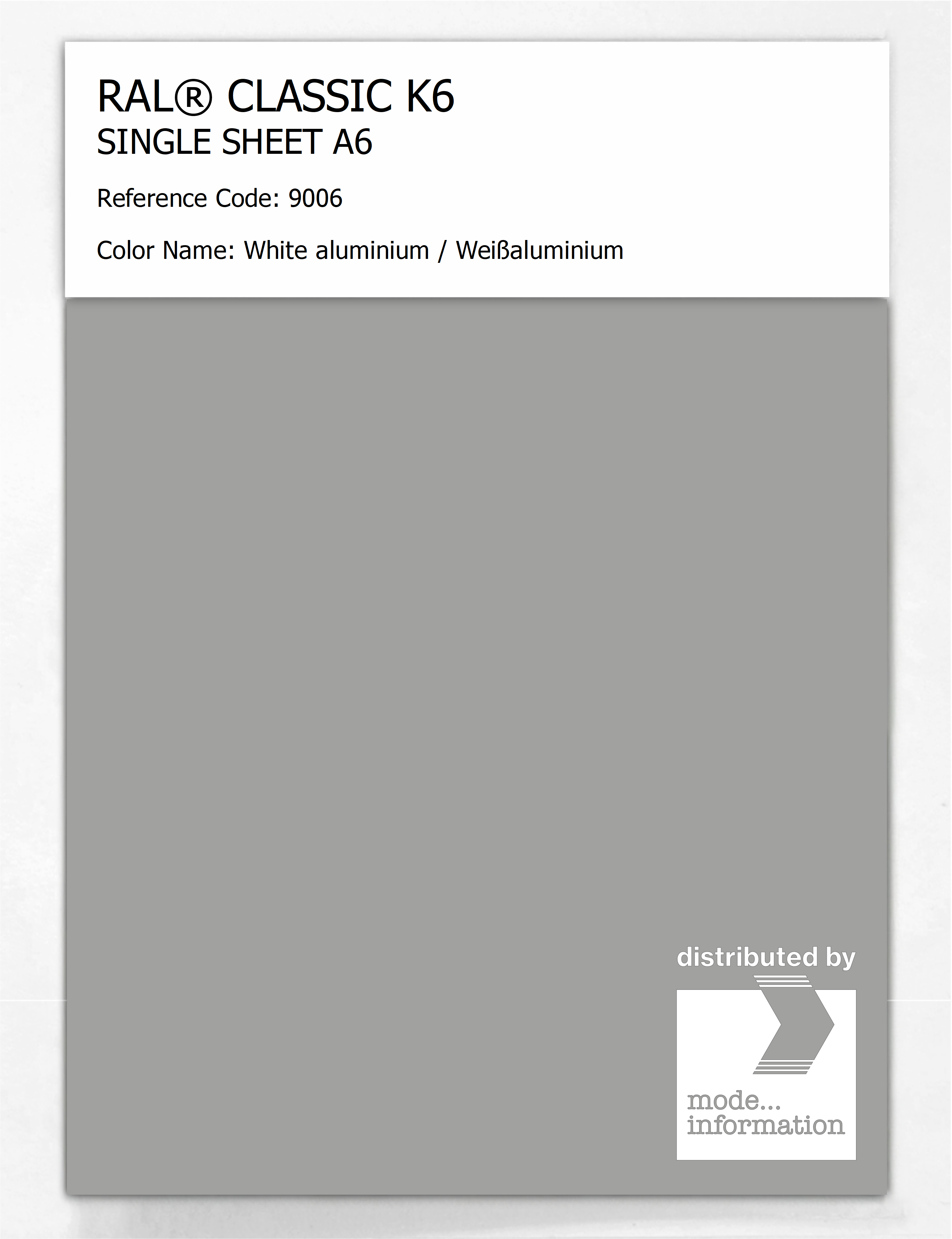 Artikelbild 1 des Artikels “RAL® CLASSIC K6 SHEET SEMI MATT A6 9006 White aluminium / Weißaluminium “