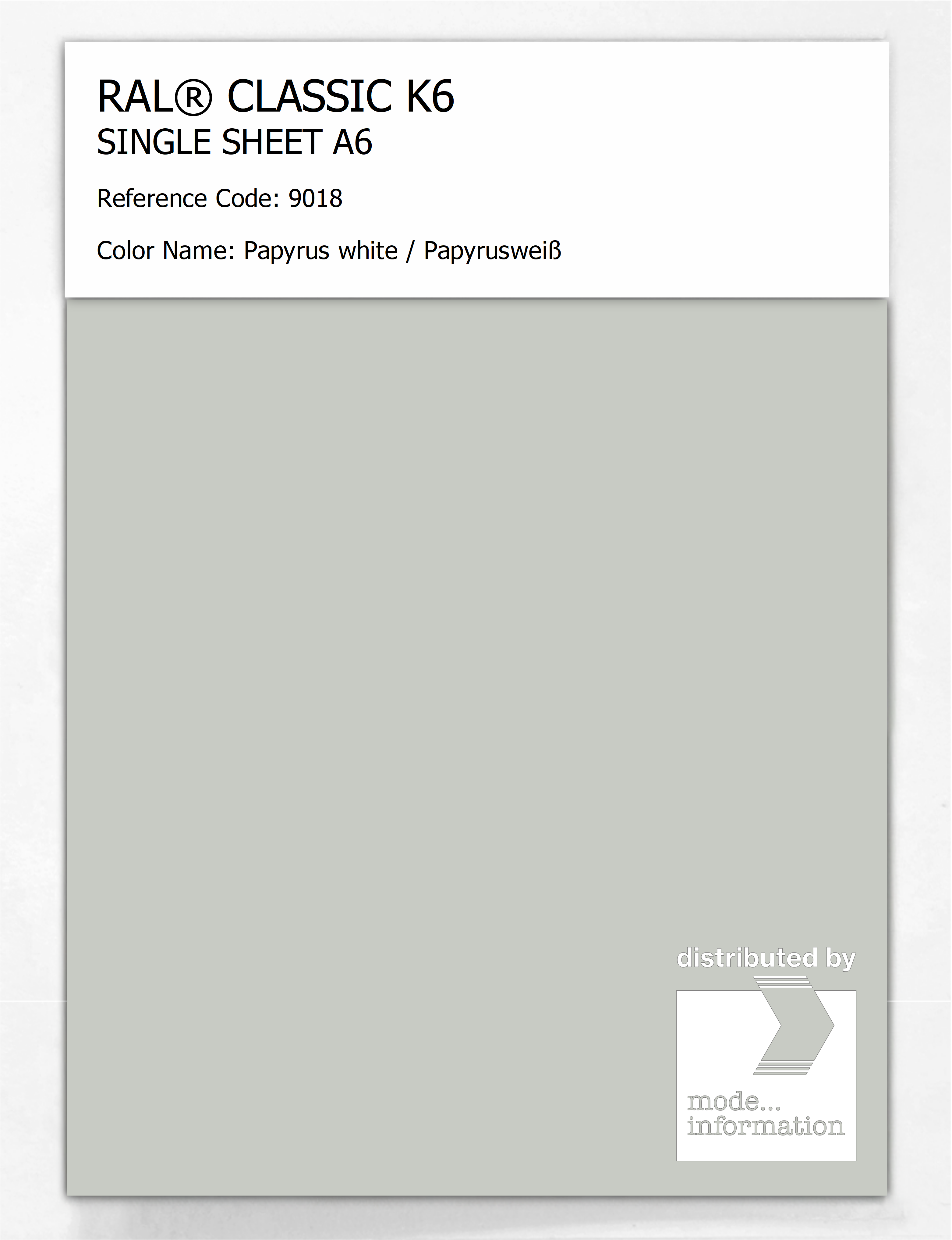 Artikelbild 1 des Artikels “RAL® CLASSIC K6 SHEET SEMI MATT A6 9018 Papyrus white / Papyrusweiß “