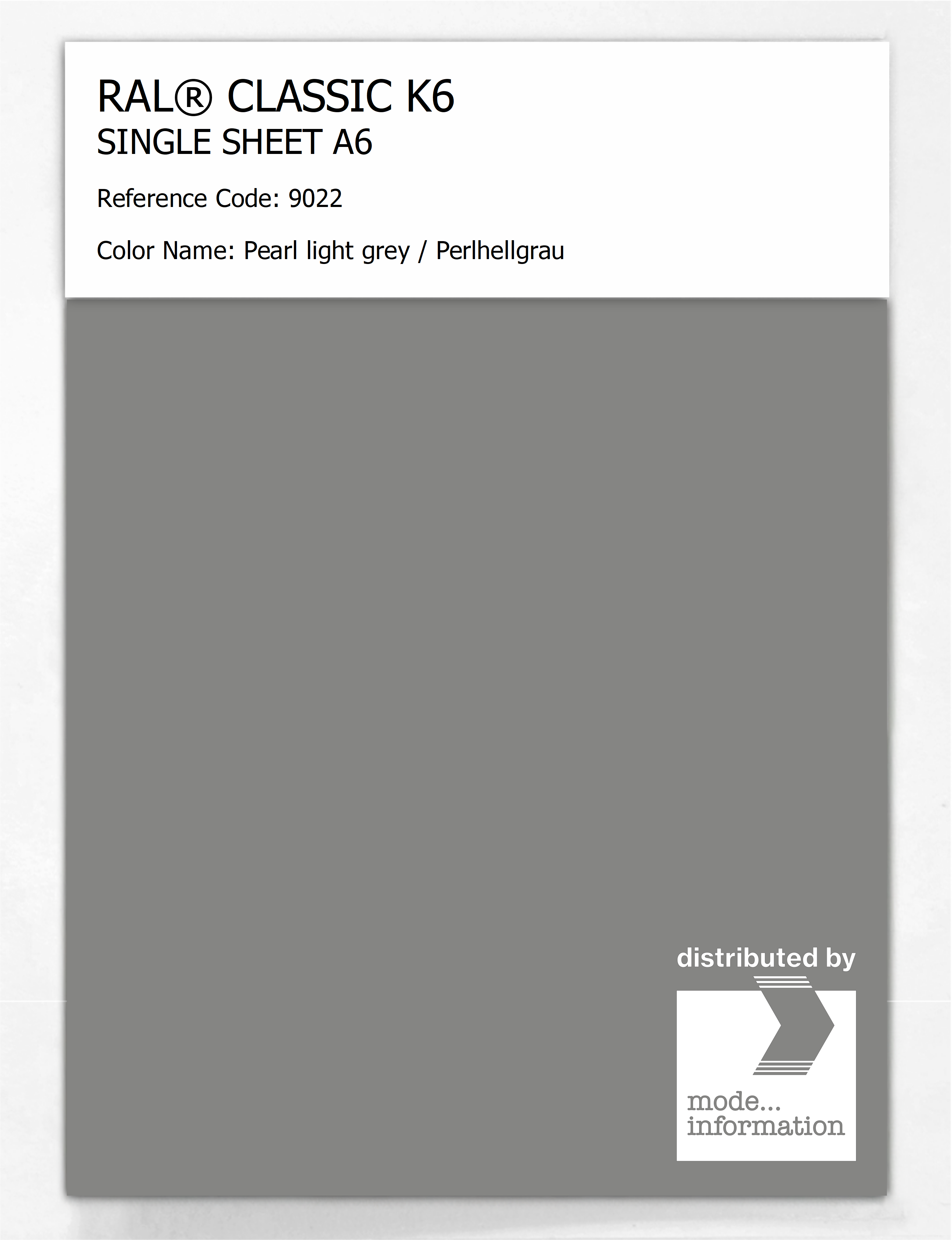 Artikelbild 1 des Artikels “RAL® CLASSIC K6 SHEET SEMI MATT A6 9022 Pearl light grey / Perlhellgrau “