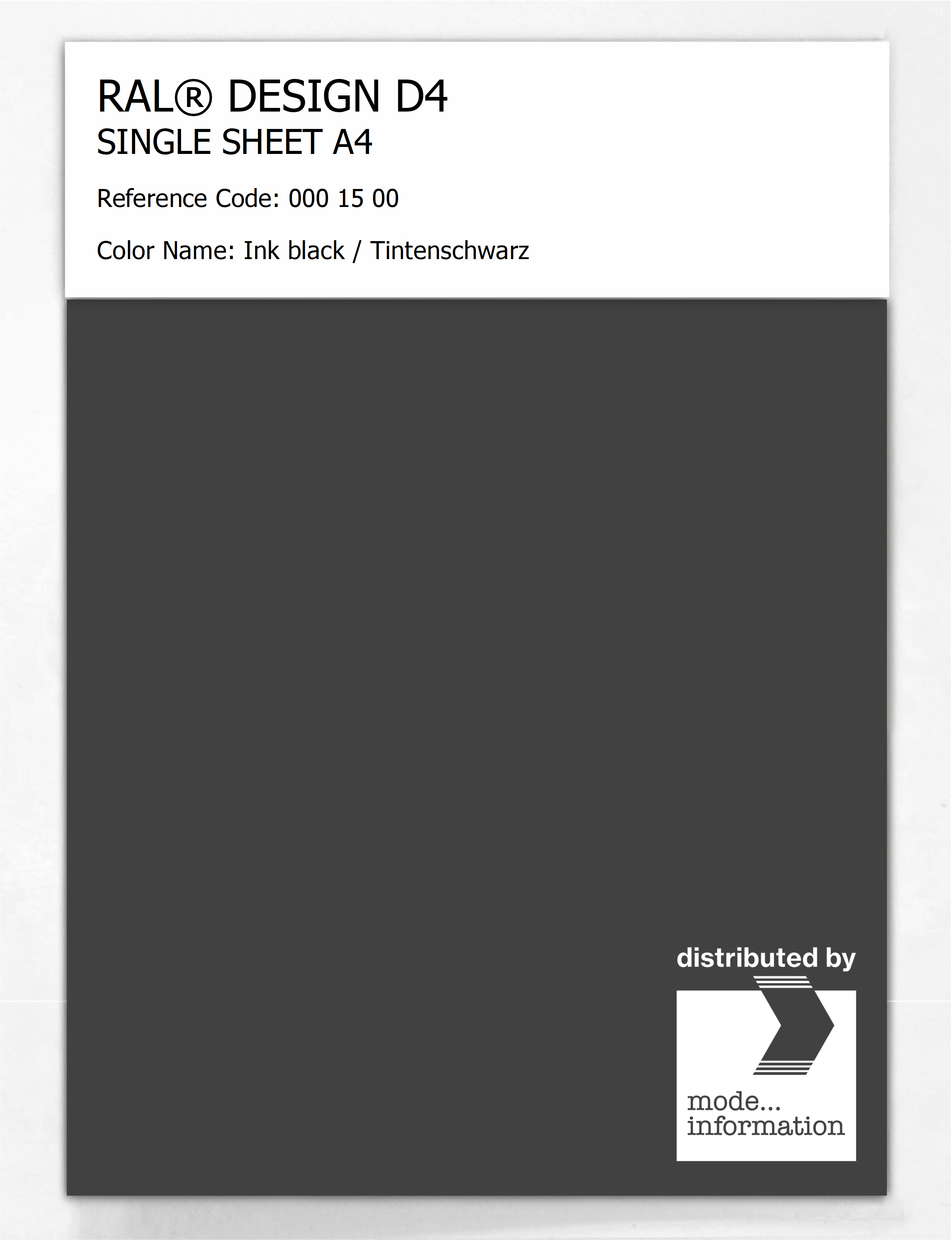 Product image 1 of the product “RAL® DESIGN D4 SINGLE SHEET A4 000 15 00 Ink black / Tintenschwarz ”