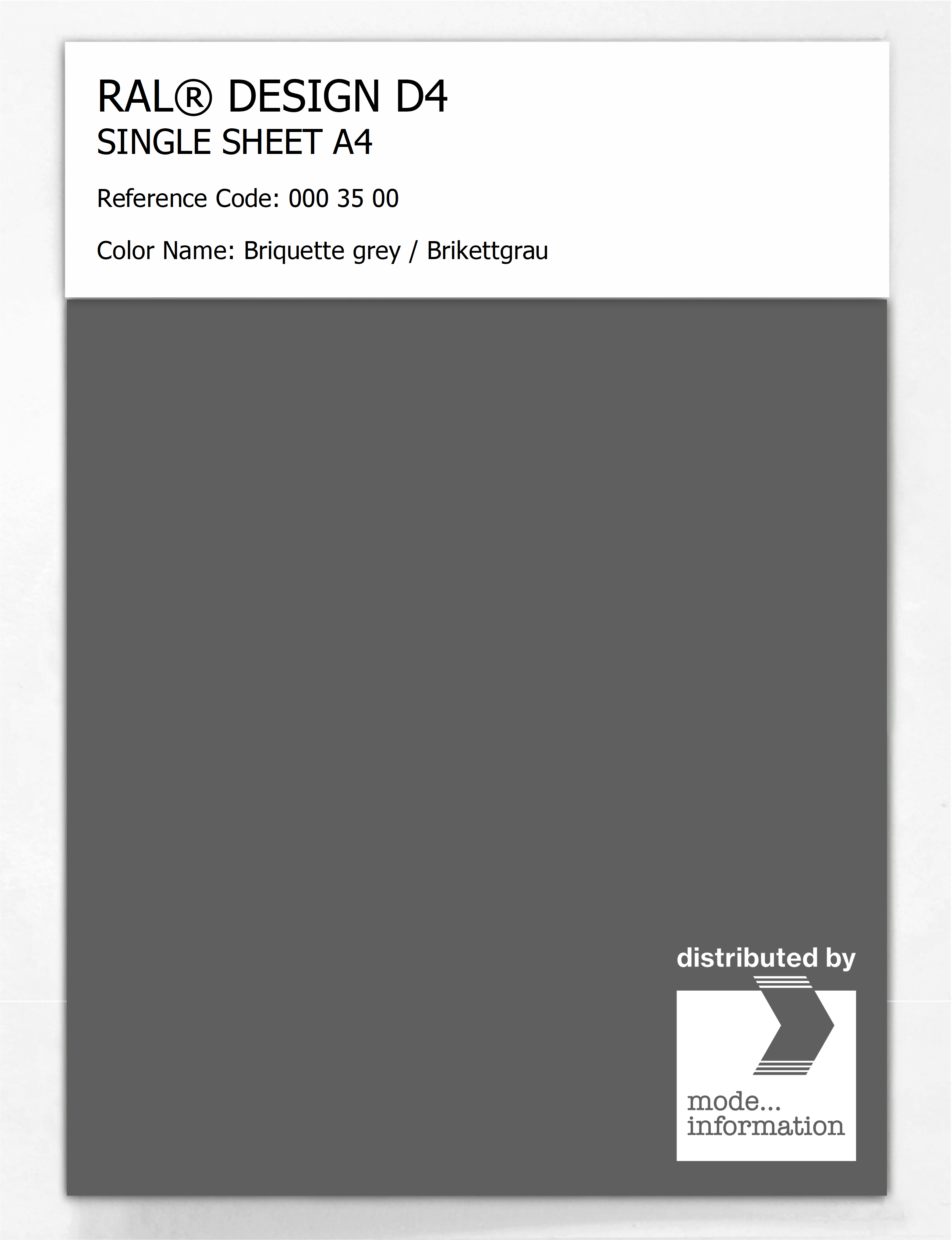 Artikelbild 1 des Artikels “RAL® DESIGN D4 SINGLE SHEET A4 000 35 00 Briquette grey / Brikettgrau “
