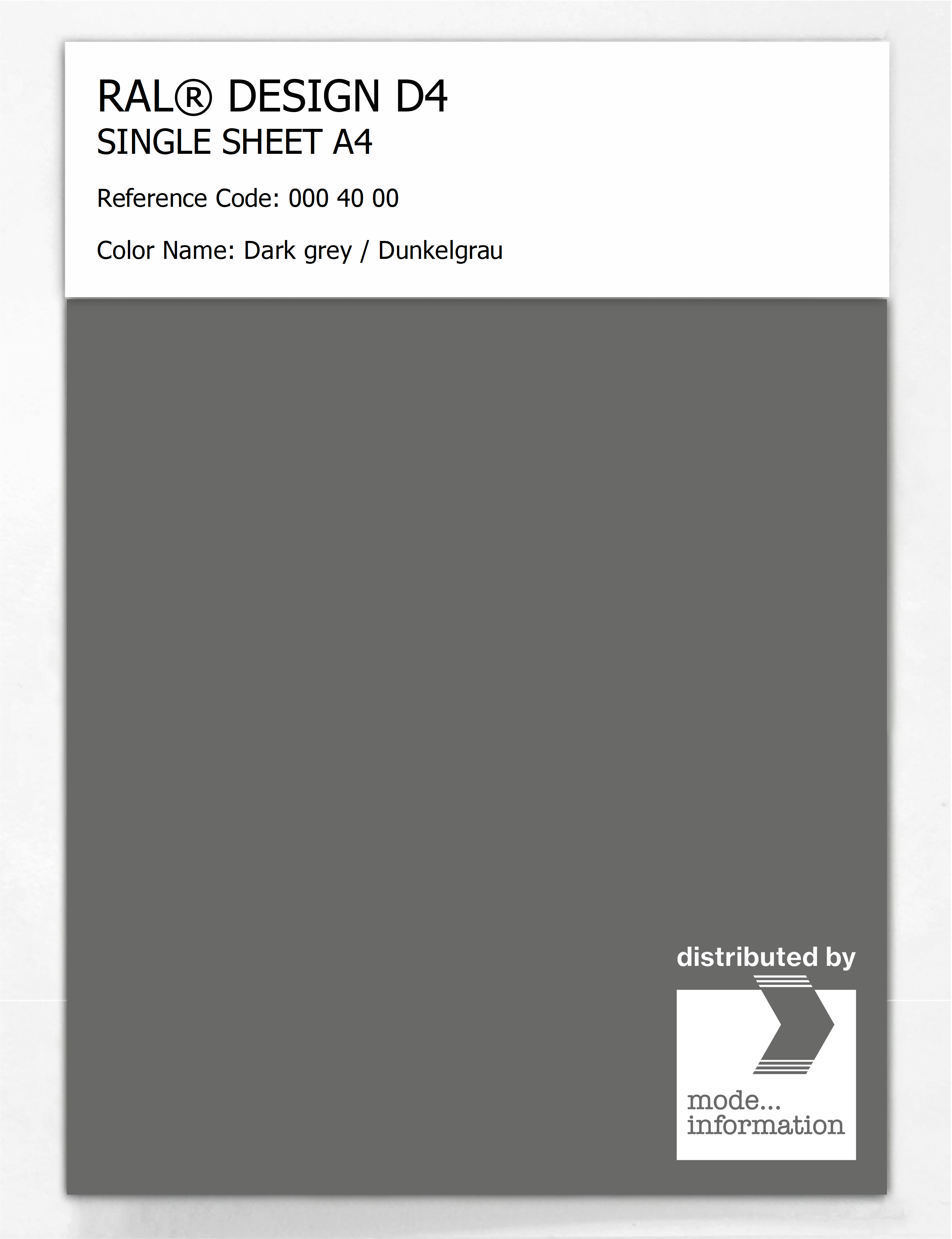 Artikelbild 1 des Artikels “RAL® DESIGN D4 SINGLE SHEET A4 000 40 00 Dark grey / Dunkelgrau “