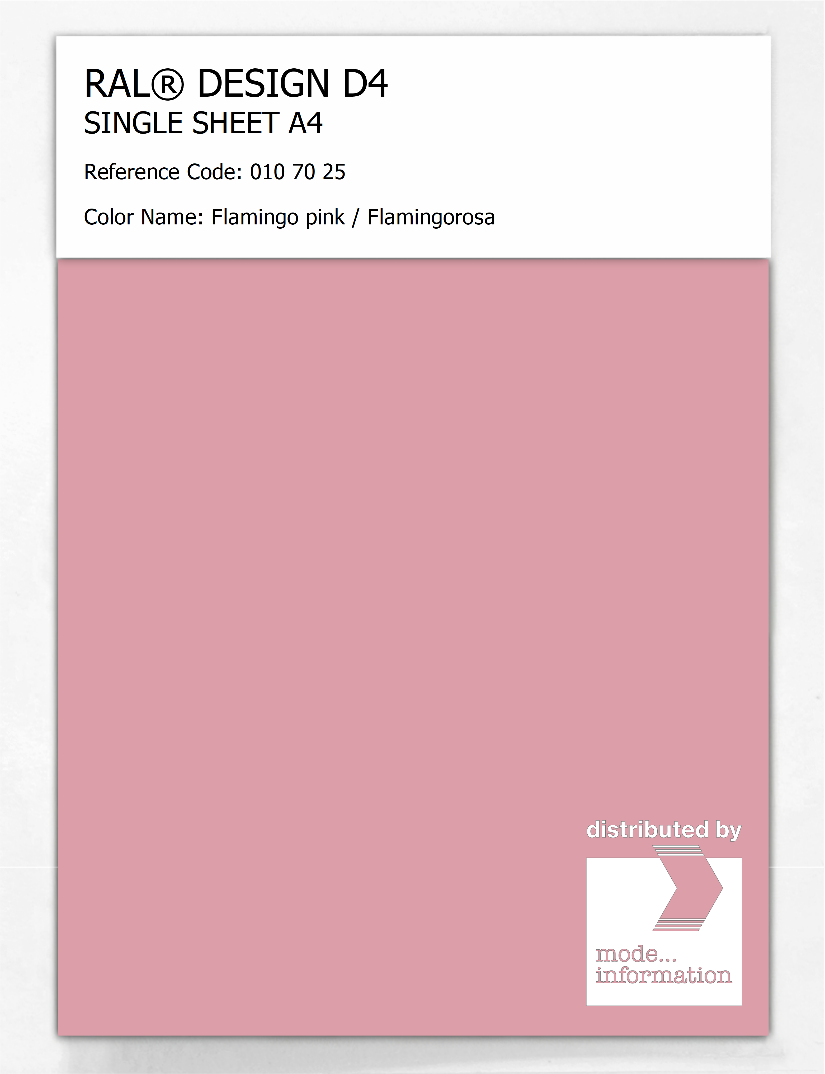 Artikelbild 1 des Artikels “RAL® DESIGN D4 SINGLE SHEET A4 010 70 25 Flamingo pink / Flamingorosa “