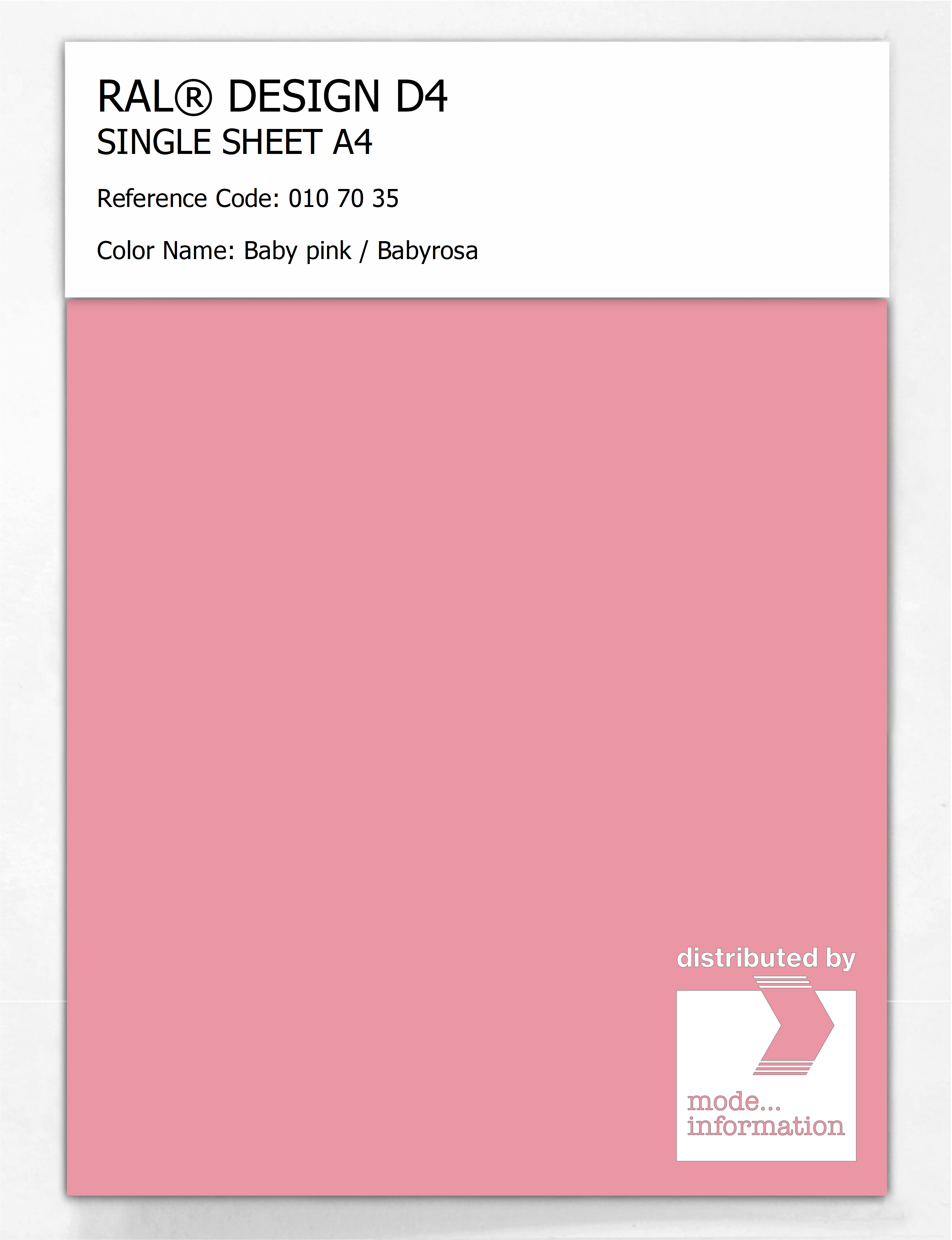 Artikelbild 1 des Artikels “RAL® DESIGN D4 SINGLE SHEET A4 010 70 35 Baby pink / Babyrosa “