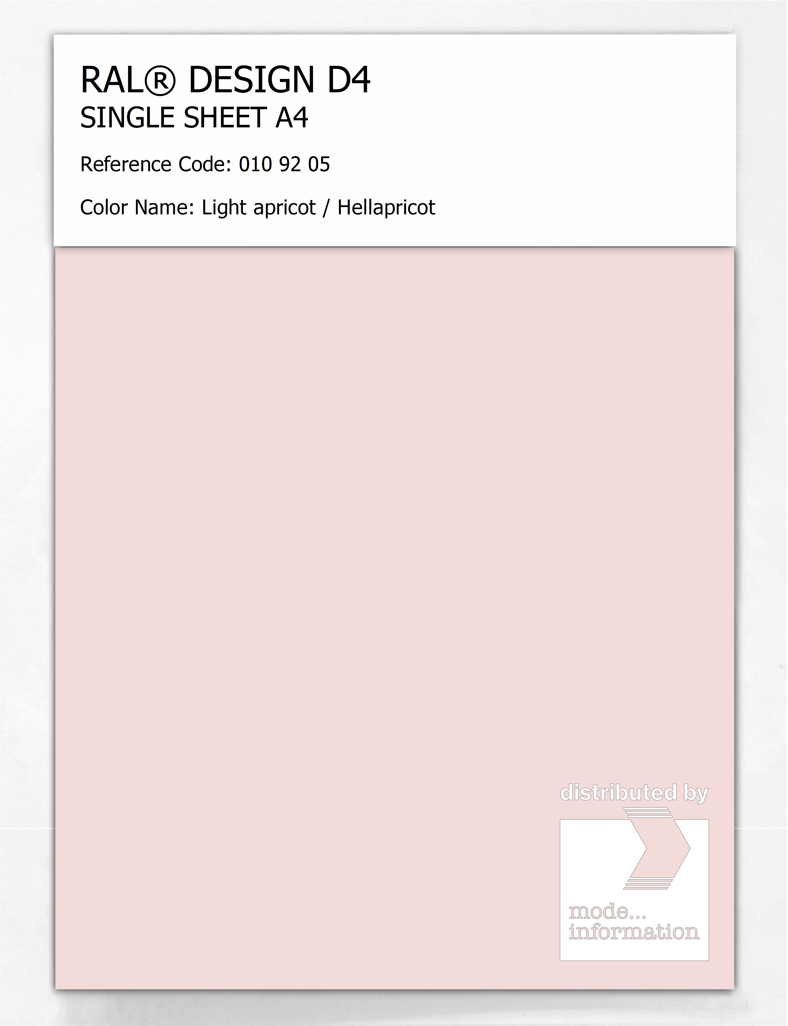 Artikelbild 1 des Artikels “RAL® DESIGN D4 SINGLE SHEET A4 010 92 05 Light apricot / Hellapricot “