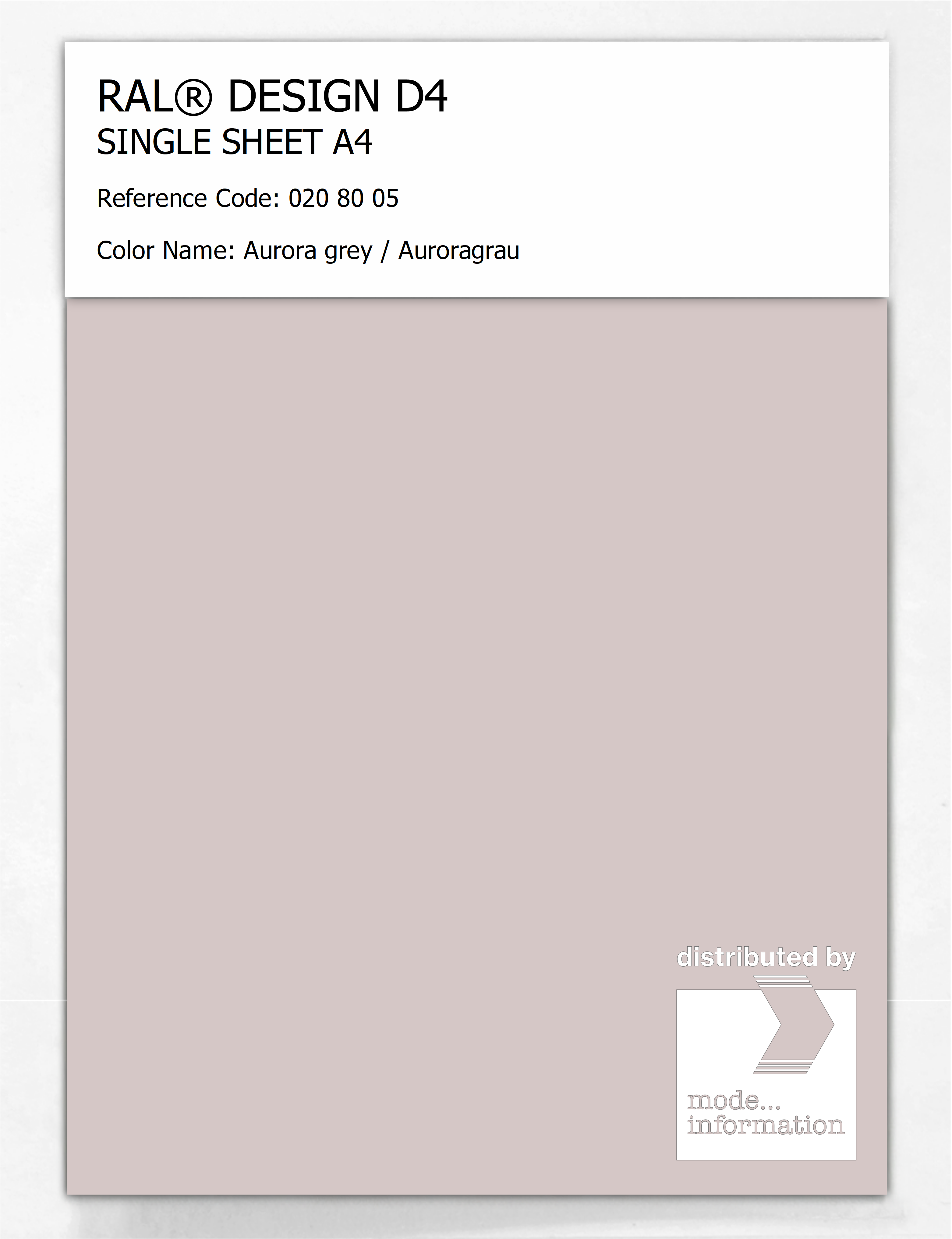 Artikelbild 1 des Artikels “RAL® DESIGN D4 SINGLE SHEET A4 020 80 05 Aurora grey / Auroragrau “