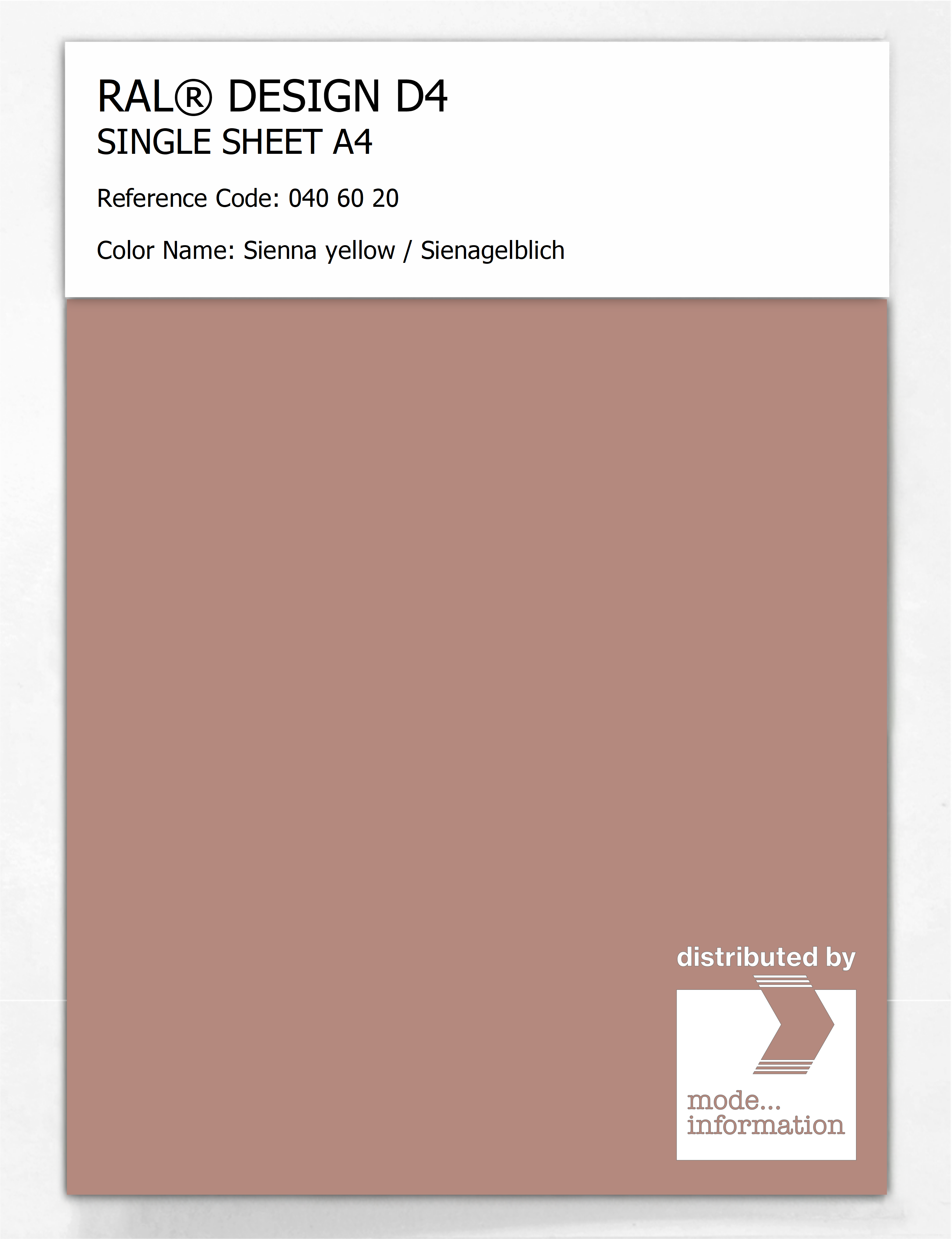 Artikelbild 1 des Artikels “RAL® DESIGN D4 SINGLE SHEET A4 040 60 20 Sienna yellow / Sienagelblich “
