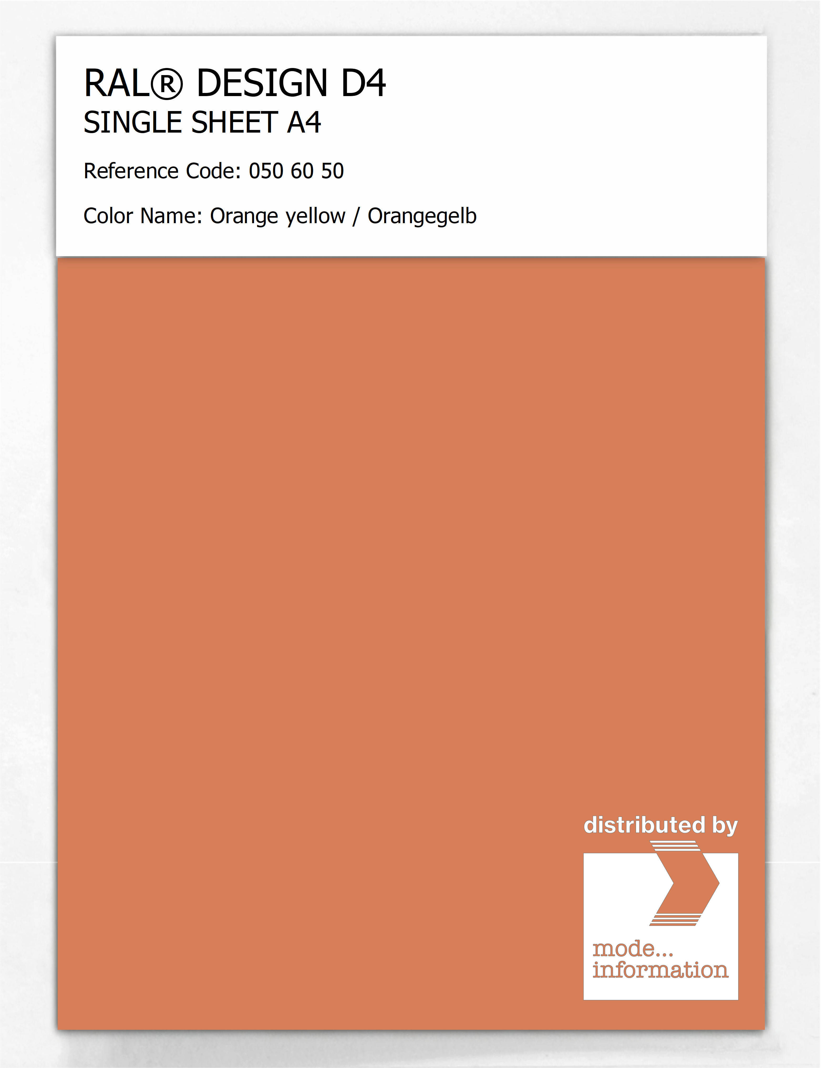 Artikelbild 1 des Artikels “RAL® DESIGN D4 SINGLE SHEET A4 050 60 50 Orange yellow / Orangegelb “