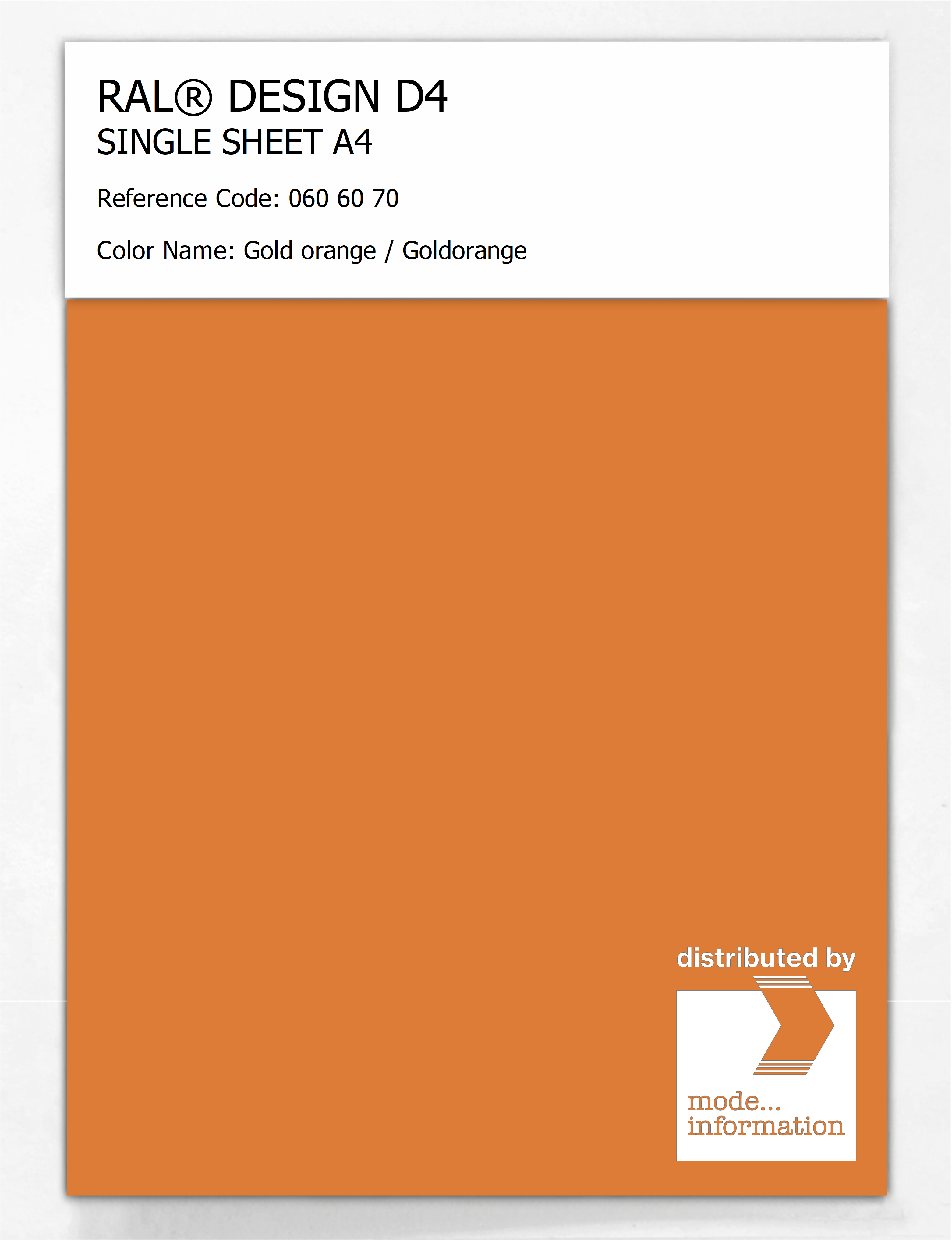 Artikelbild 1 des Artikels “RAL® DESIGN D4 SINGLE SHEET A4 060 60 70 Gold orange / Goldorange “