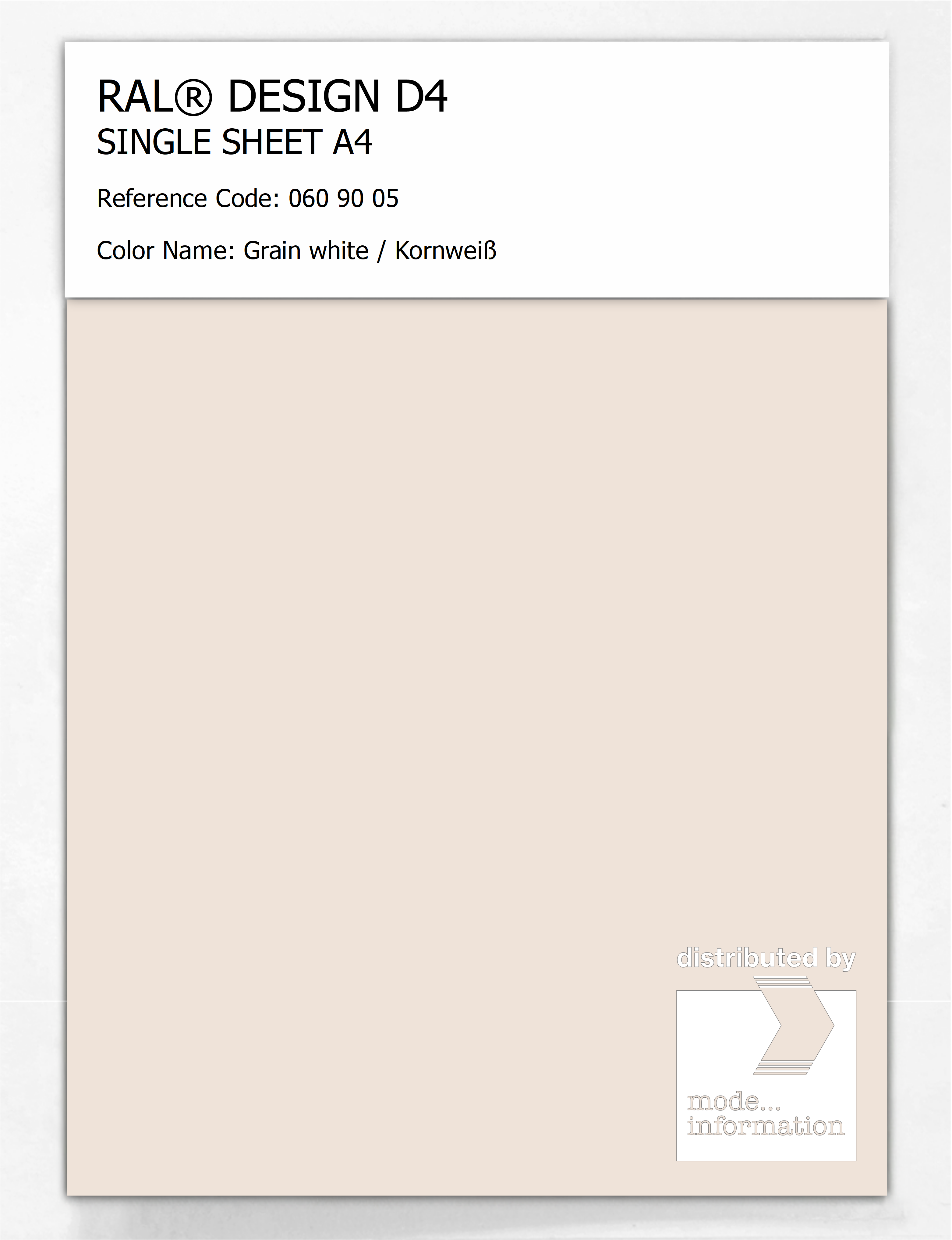 Artikelbild 1 des Artikels “RAL® DESIGN D4 SINGLE SHEET A4 060 90 05 Grain white / Kornweiß “