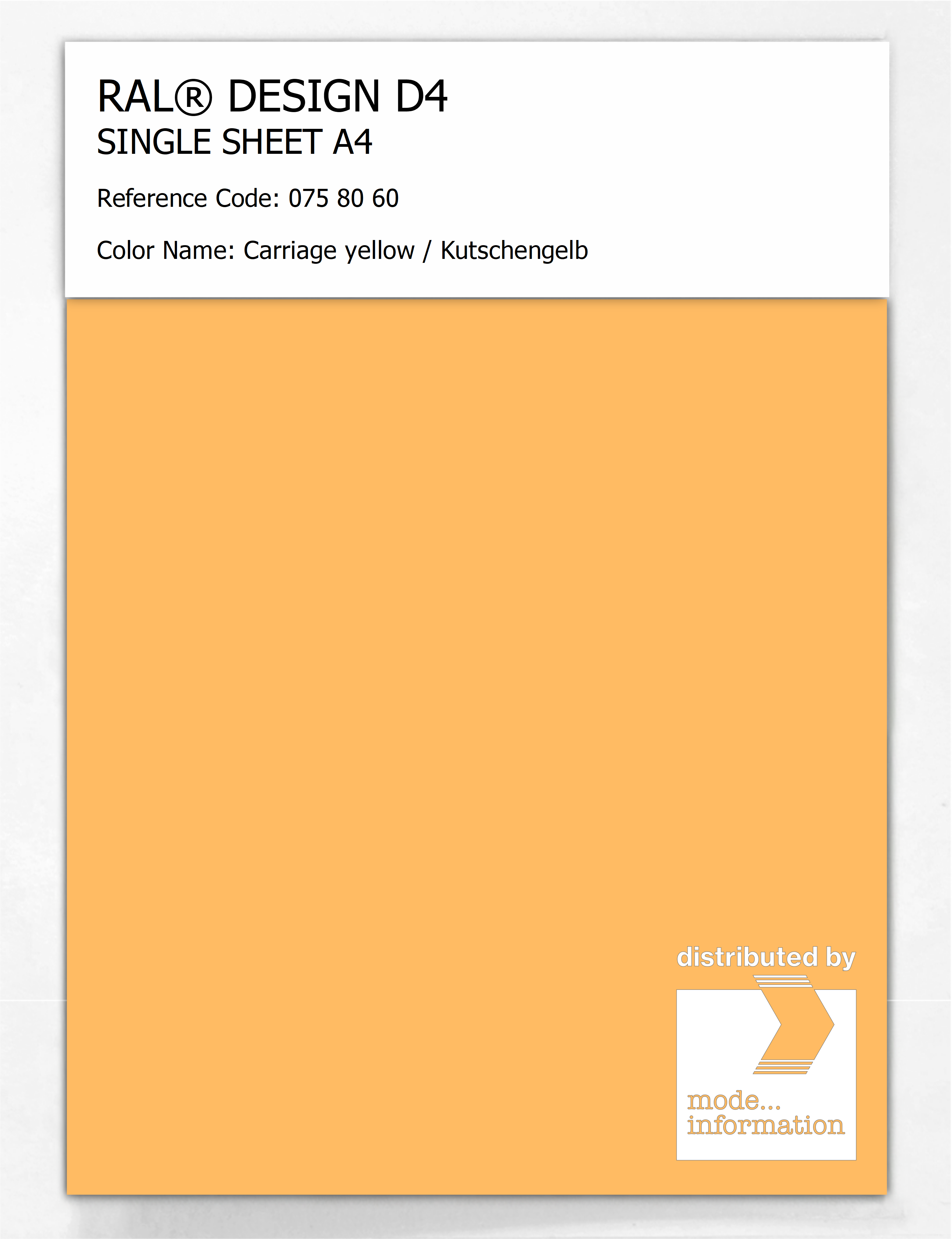 Artikelbild 1 des Artikels “RAL® DESIGN D4 SINGLE SHEET A4 075 80 60 Carriage yellow / Kutschengelb “