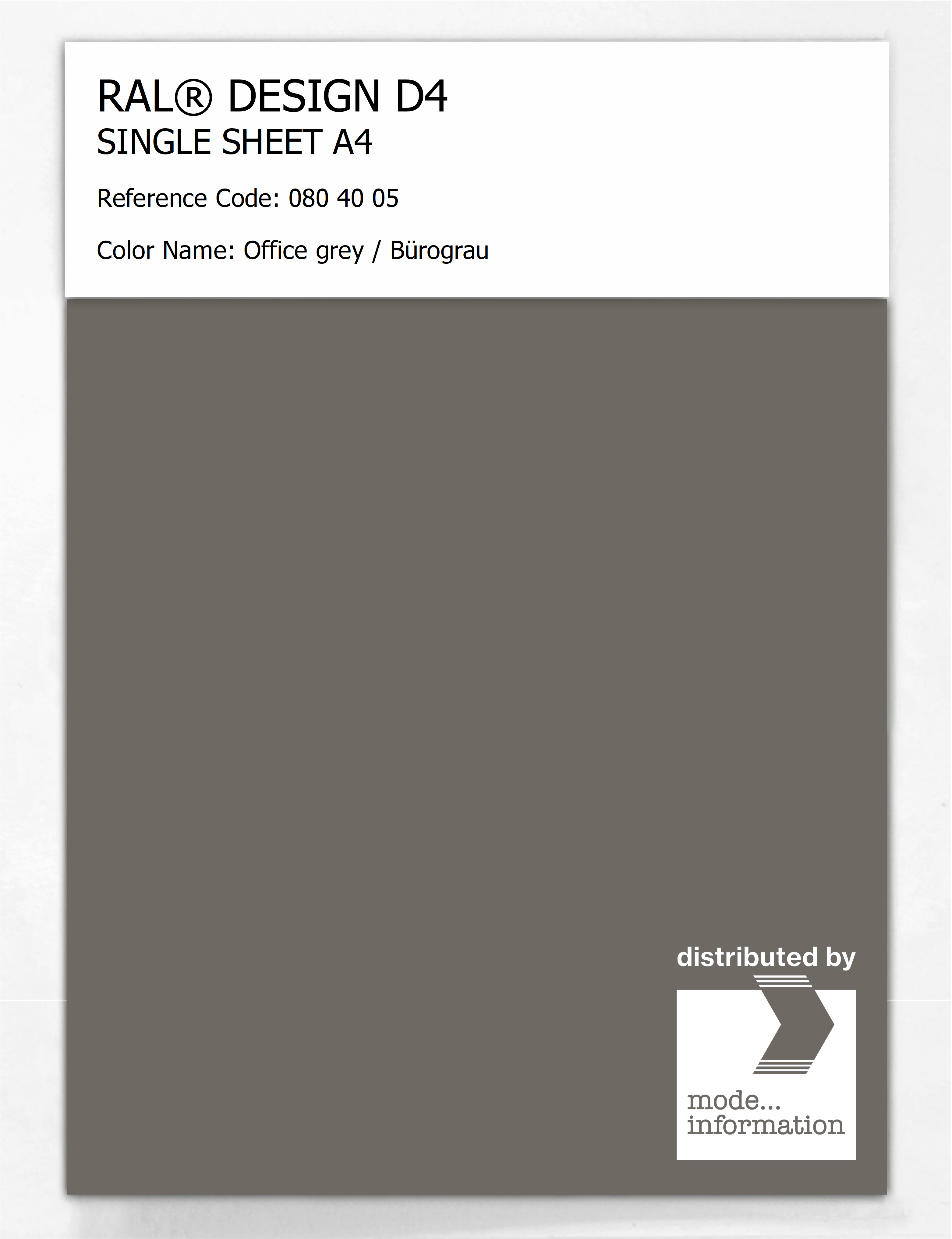 Product image 1 of the product “RAL® DESIGN D4 SINGLE SHEET A4 080 40 05 Office grey / Bürograu ”