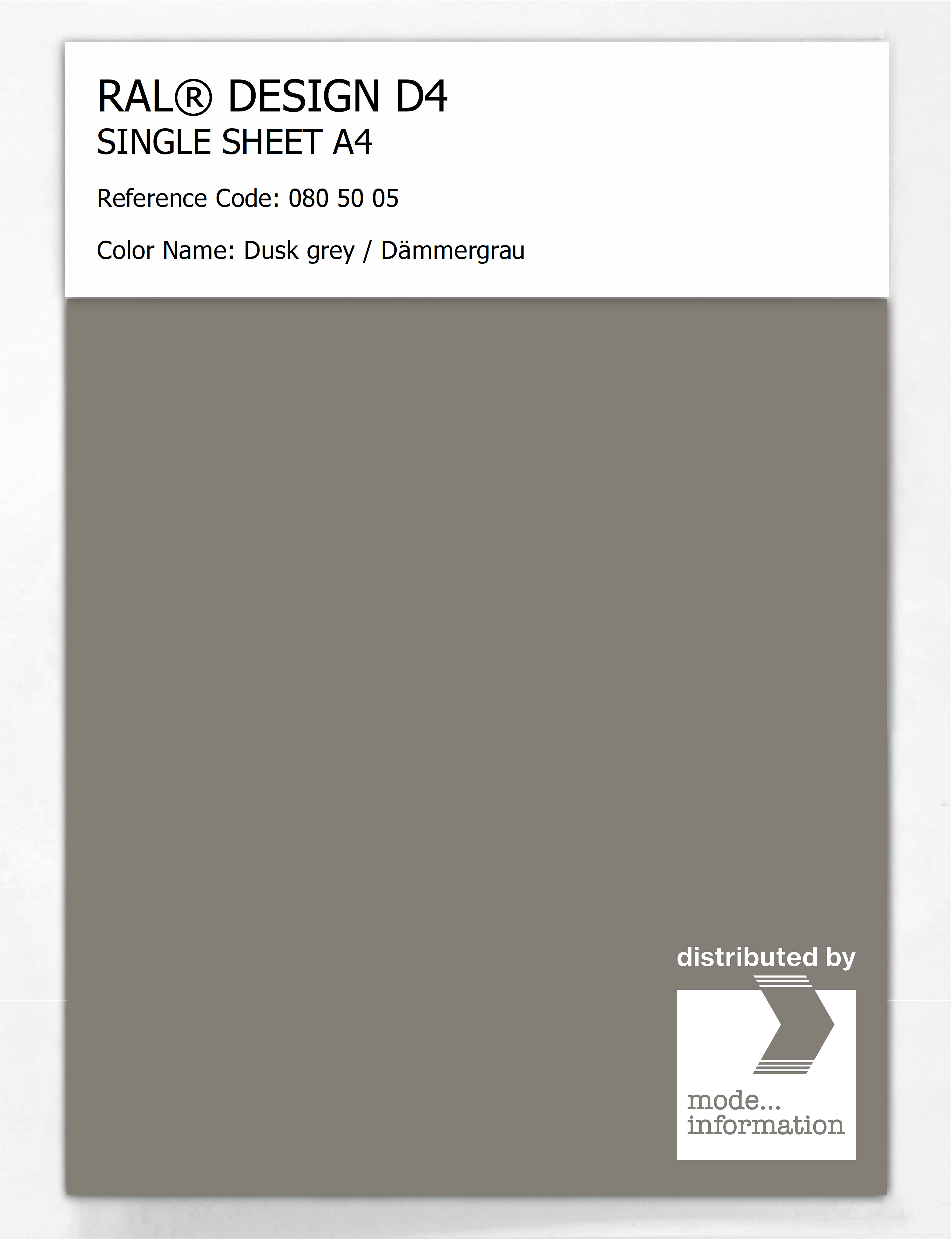 Artikelbild 1 des Artikels “RAL® DESIGN D4 SINGLE SHEET A4 080 50 05 Dusk grey / Dämmergrau “