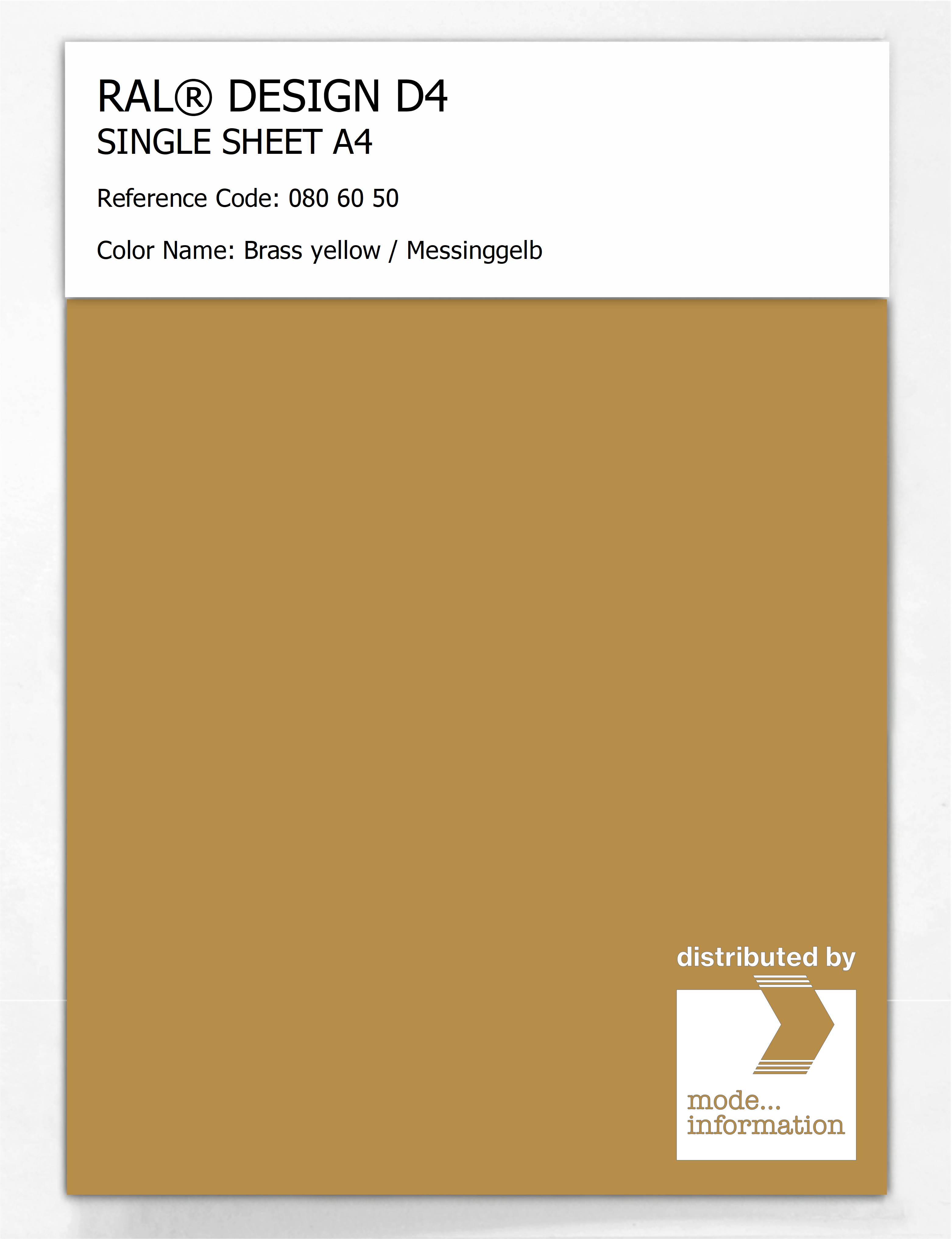 Artikelbild 1 des Artikels “RAL® DESIGN D4 SINGLE SHEET A4 080 60 50 Brass yellow / Messinggelb “