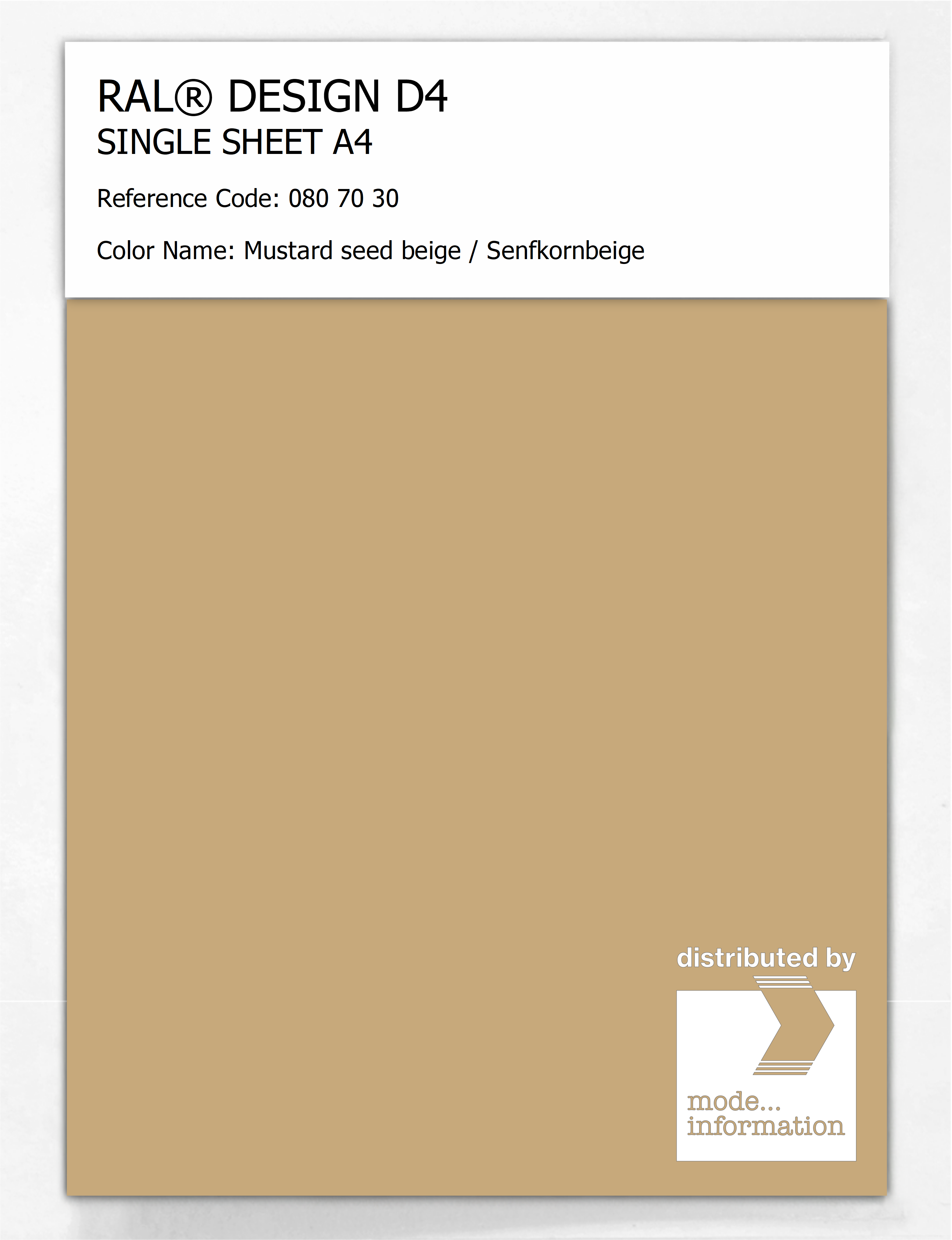 Artikelbild 1 des Artikels “RAL® DESIGN D4 SINGLE SHEET A4 080 70 30 Mustard seed beige / Senfkornbeige “