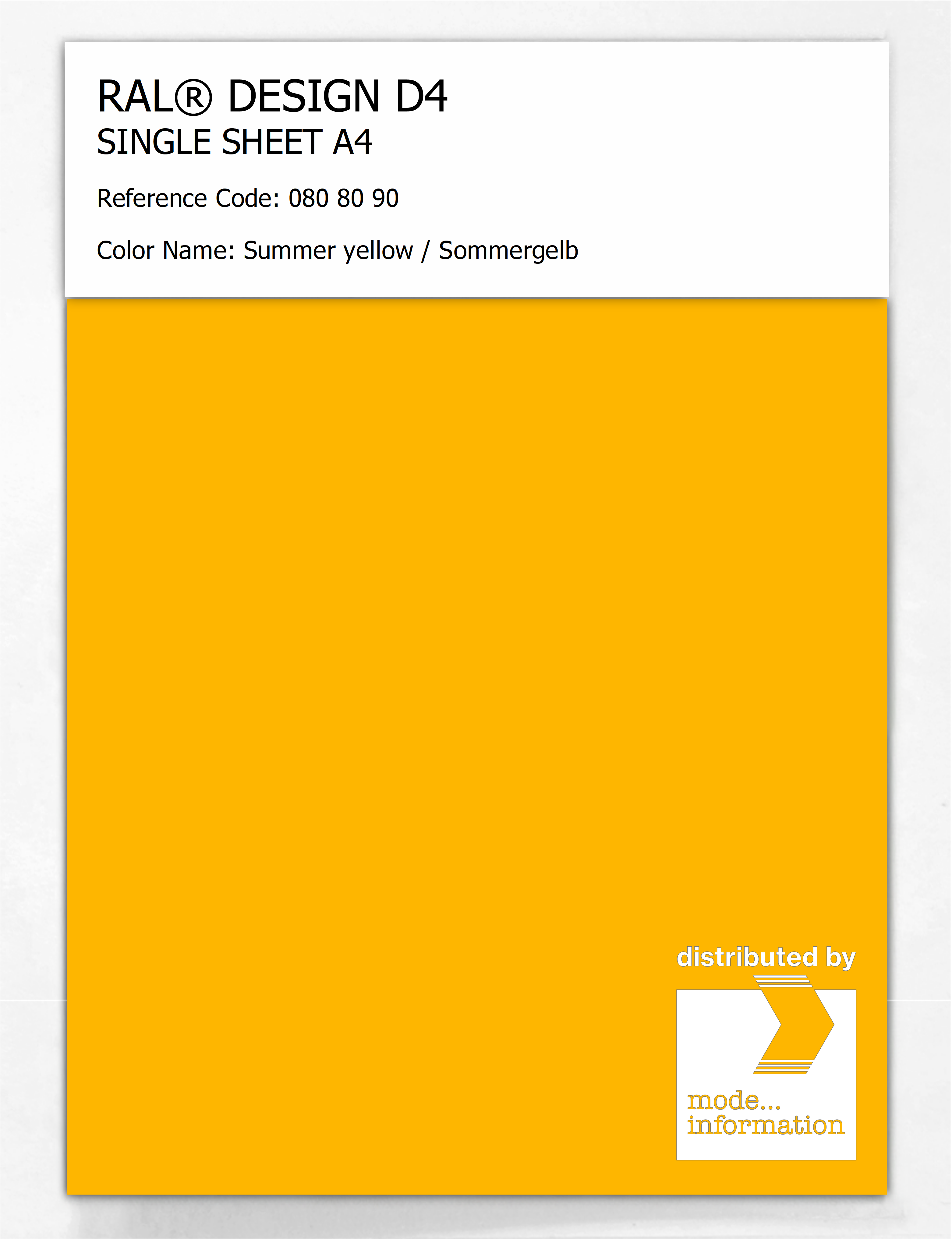 Artikelbild 1 des Artikels “RAL® DESIGN D4 SINGLE SHEET A4 080 80 90 Summer yellow / Sommergelb “