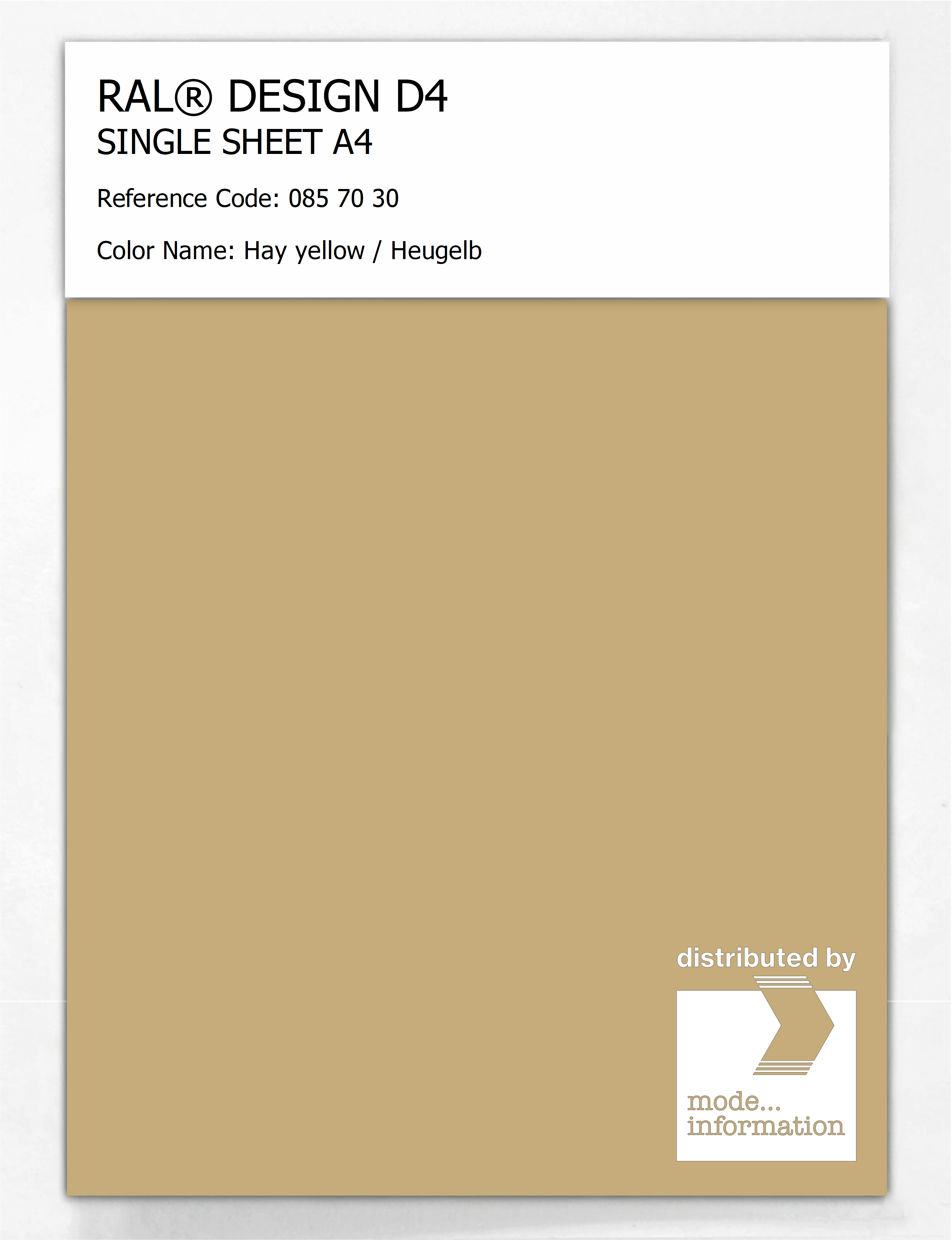 Artikelbild 1 des Artikels “RAL® DESIGN D4 SINGLE SHEET A4 085 70 30 Hay yellow / Heugelb “
