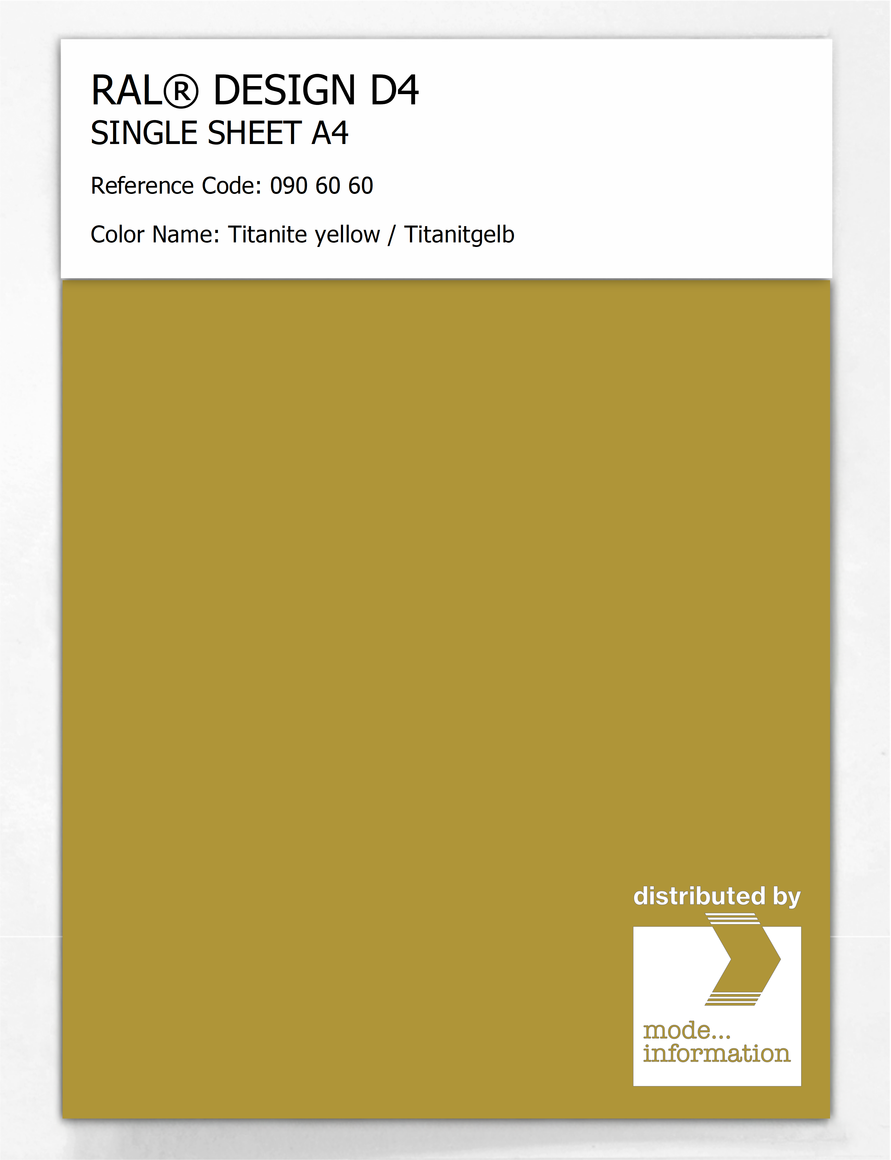 Artikelbild 1 des Artikels “RAL® DESIGN D4 SINGLE SHEET A4 090 60 60 Titanite yellow / Titanitgelb “